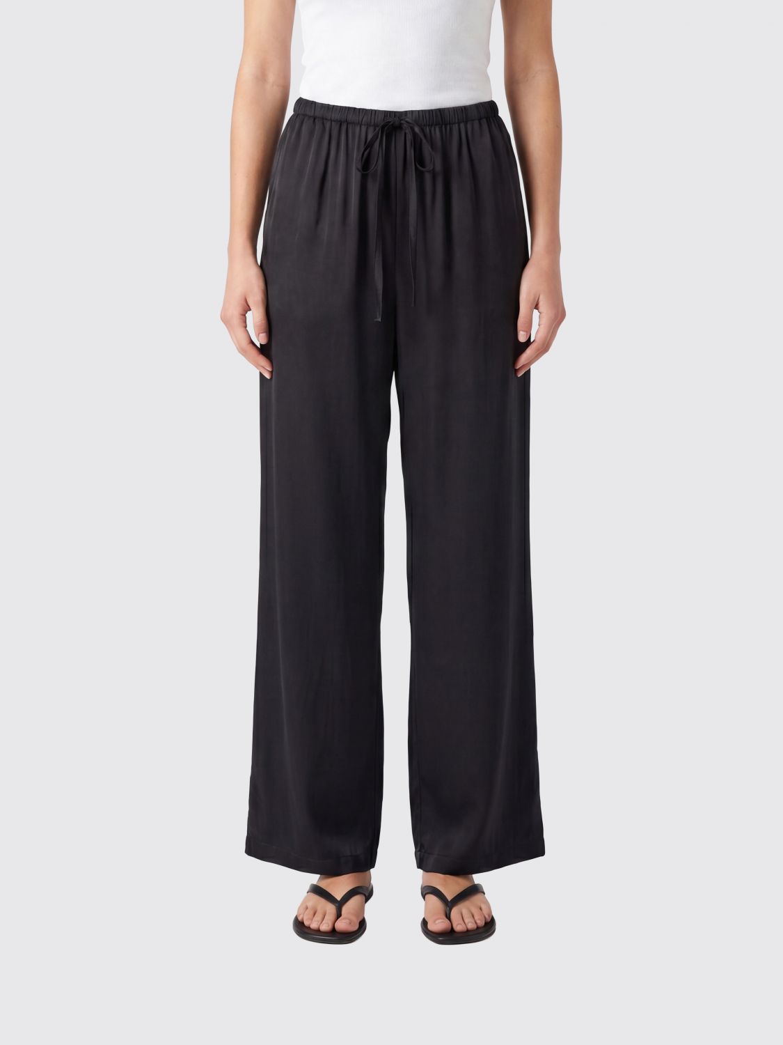 ALYSI Pantaloni dritti in seta con vita a coulisse