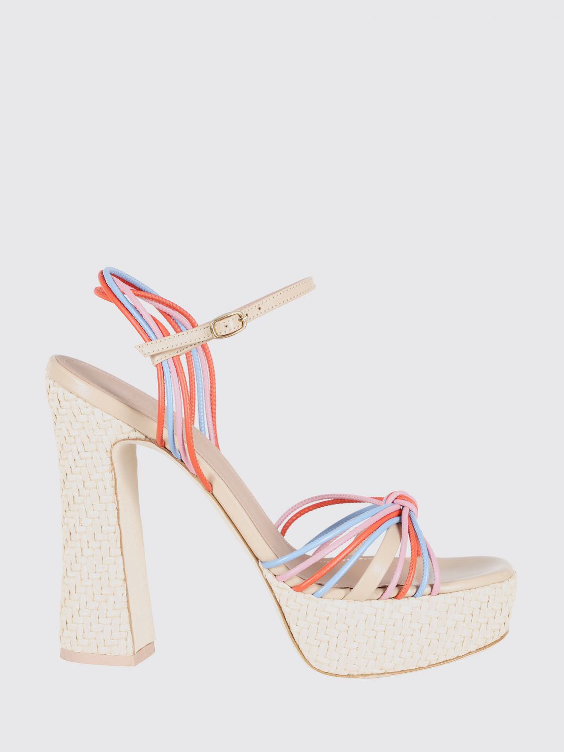 MALONE SOULIERS Lucille Multicolor Striped Nappa Leather Platform Sandals