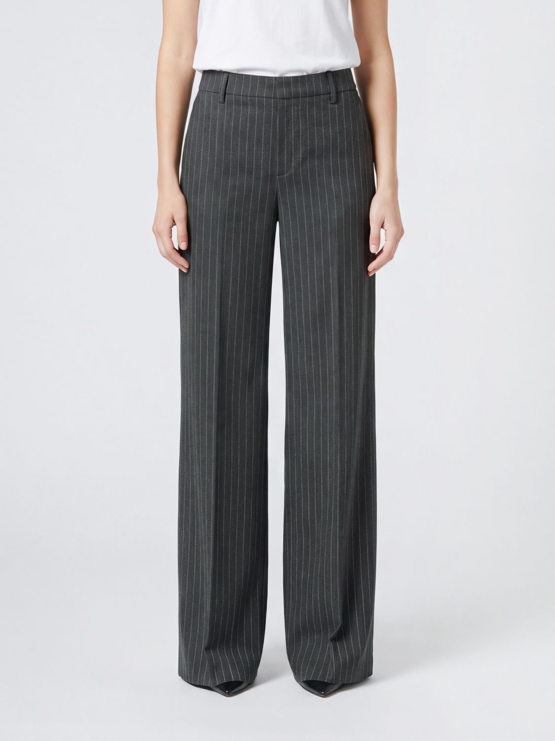 Zadig & Voltaire Pinstripe Wide-Leg Tailored Trousers in Viscose Blend