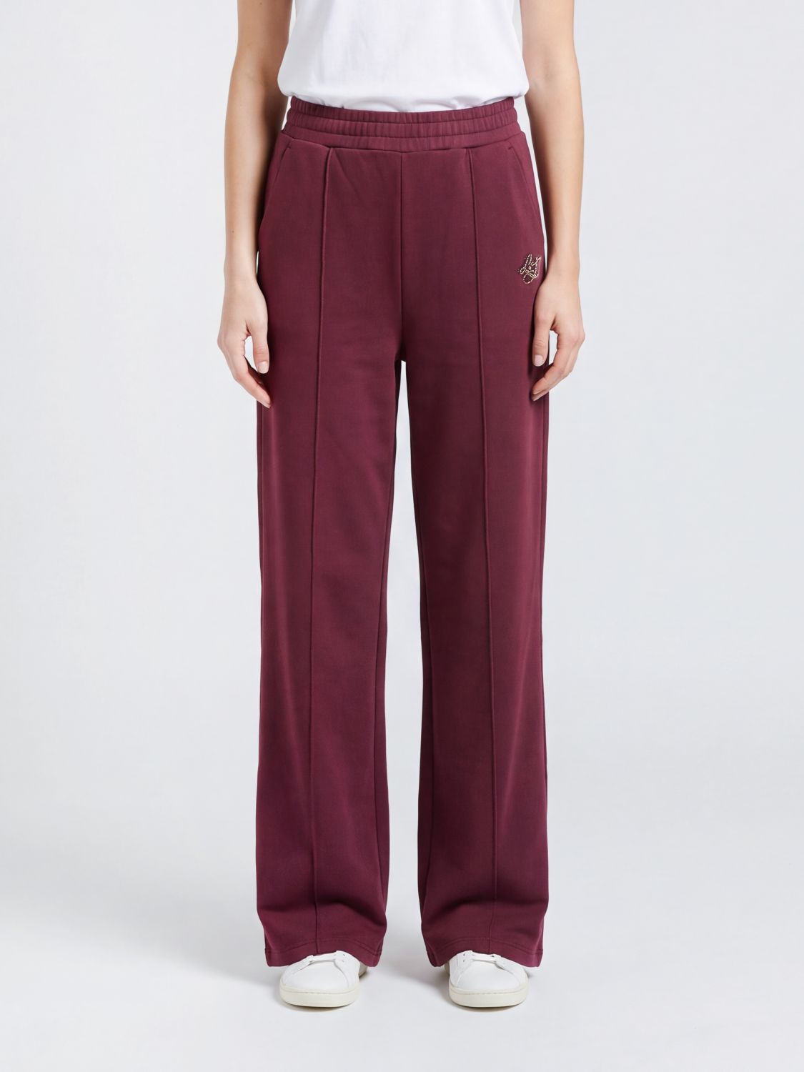 LIU JO Pantaloni jogging in jersey con logo monogram di strass