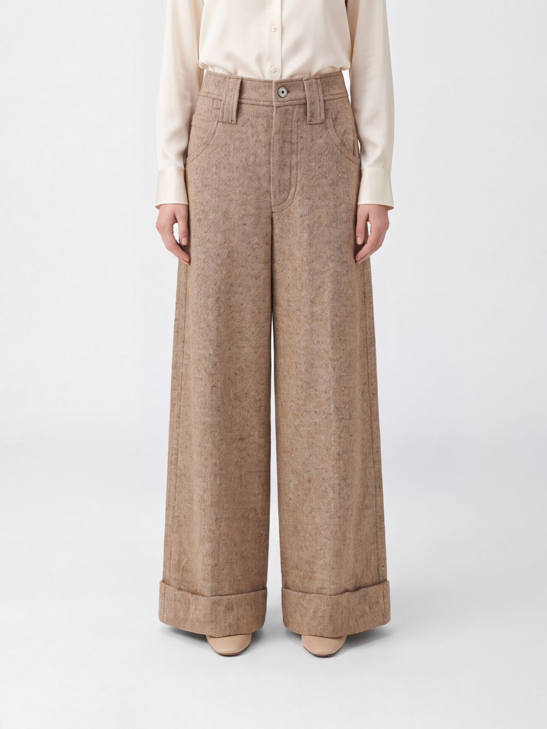 BRUNELLO CUCINELLI Pantaloni a 5 tasche in misto lana a vita alta