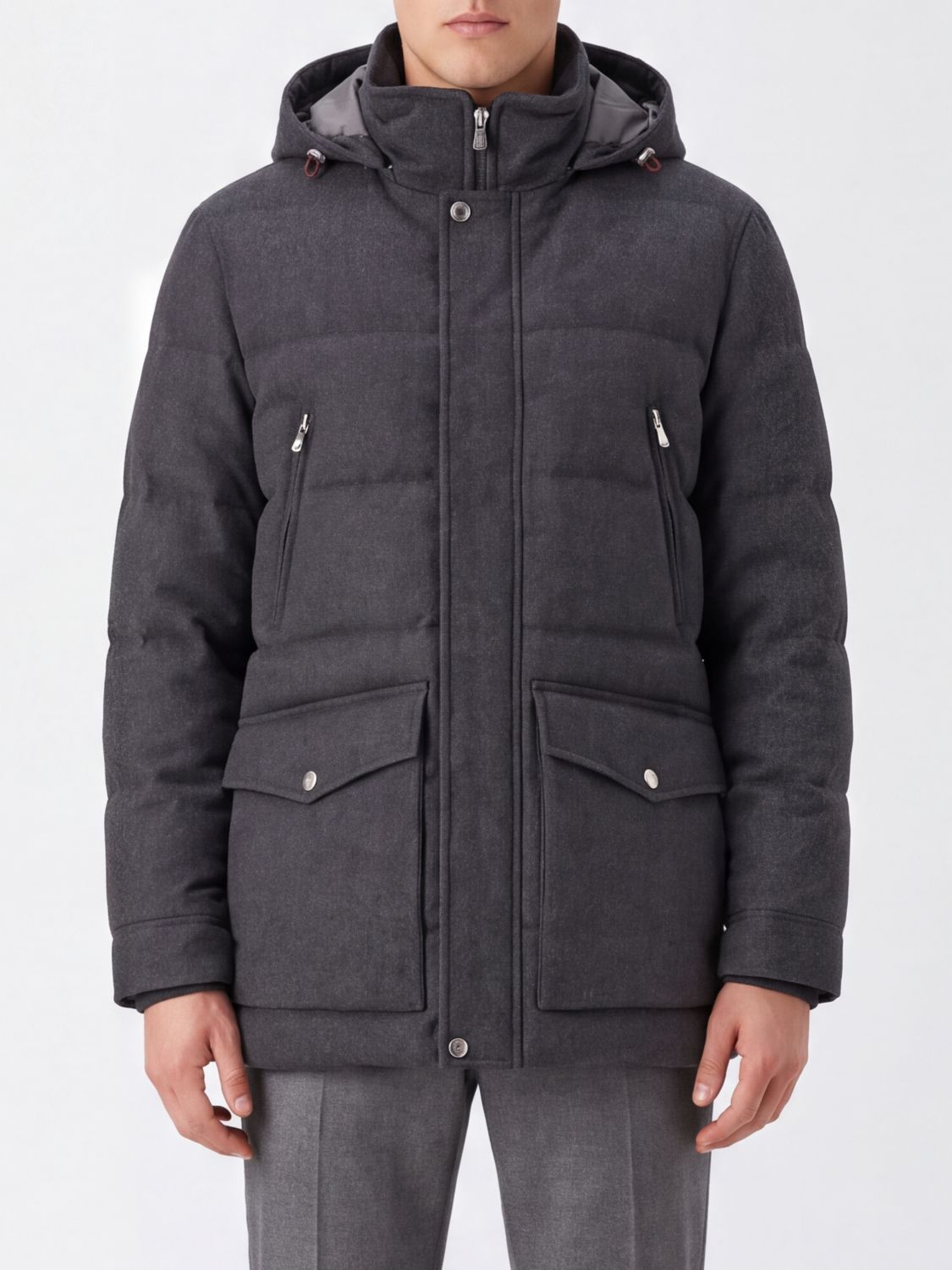 BRUNELLO CUCINELLI Padded Wool Parka with Detachable Hood