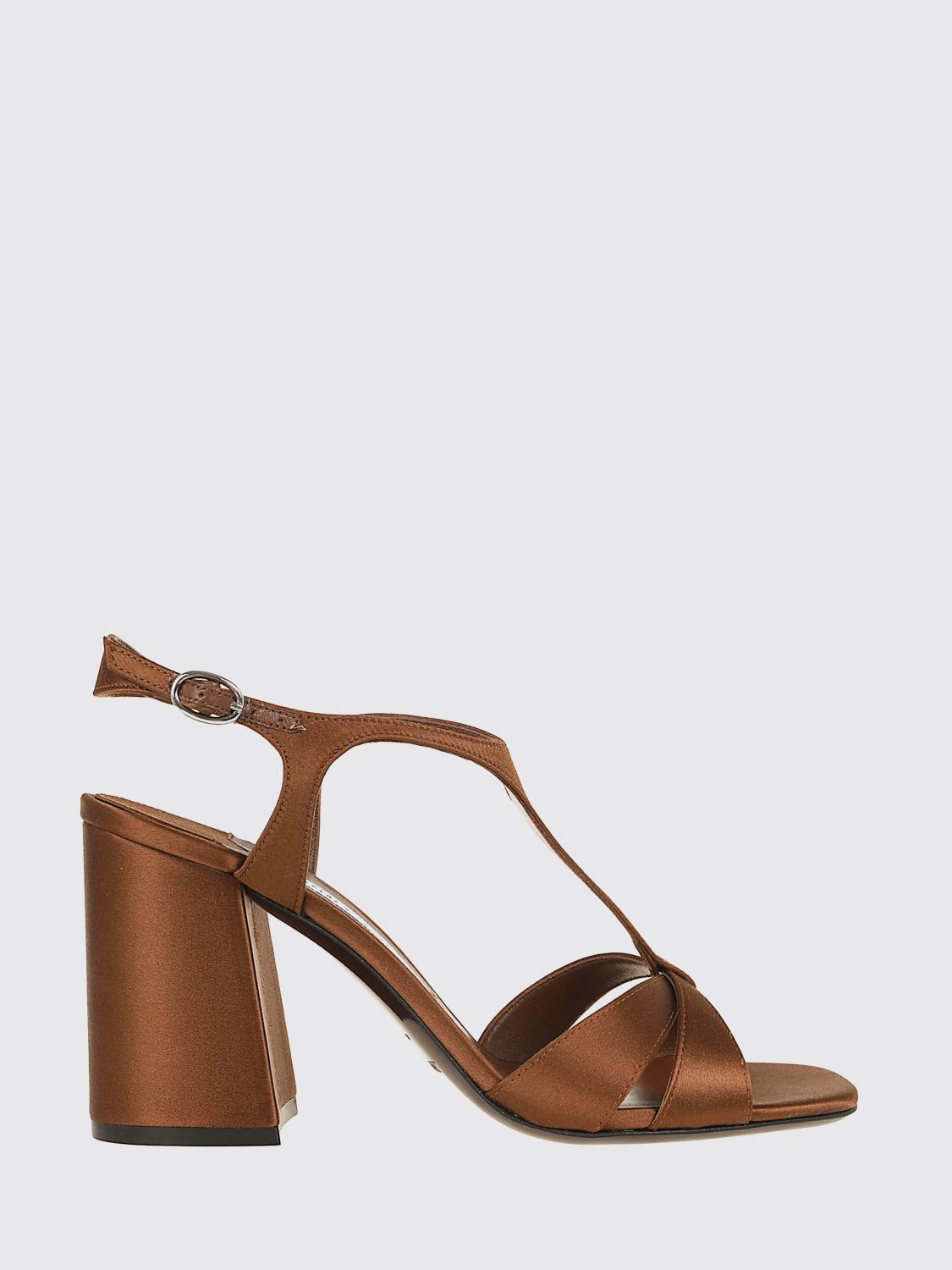 JIMMY CHOO Kesia High Square-Heeled Satin Sandals with Ankle Strap