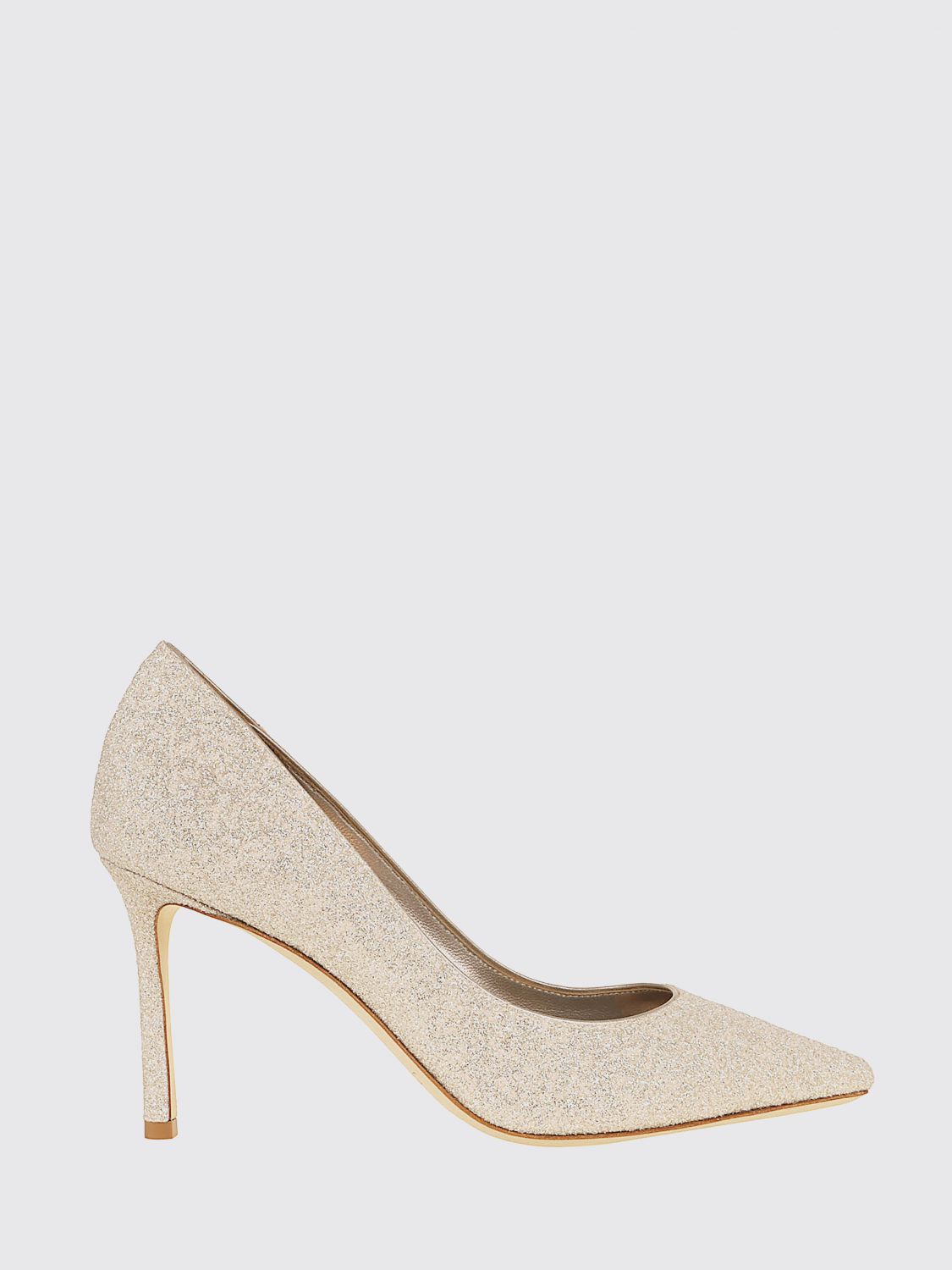 JIMMY CHOO Glitter Leather Pumps with High Stiletto Heel