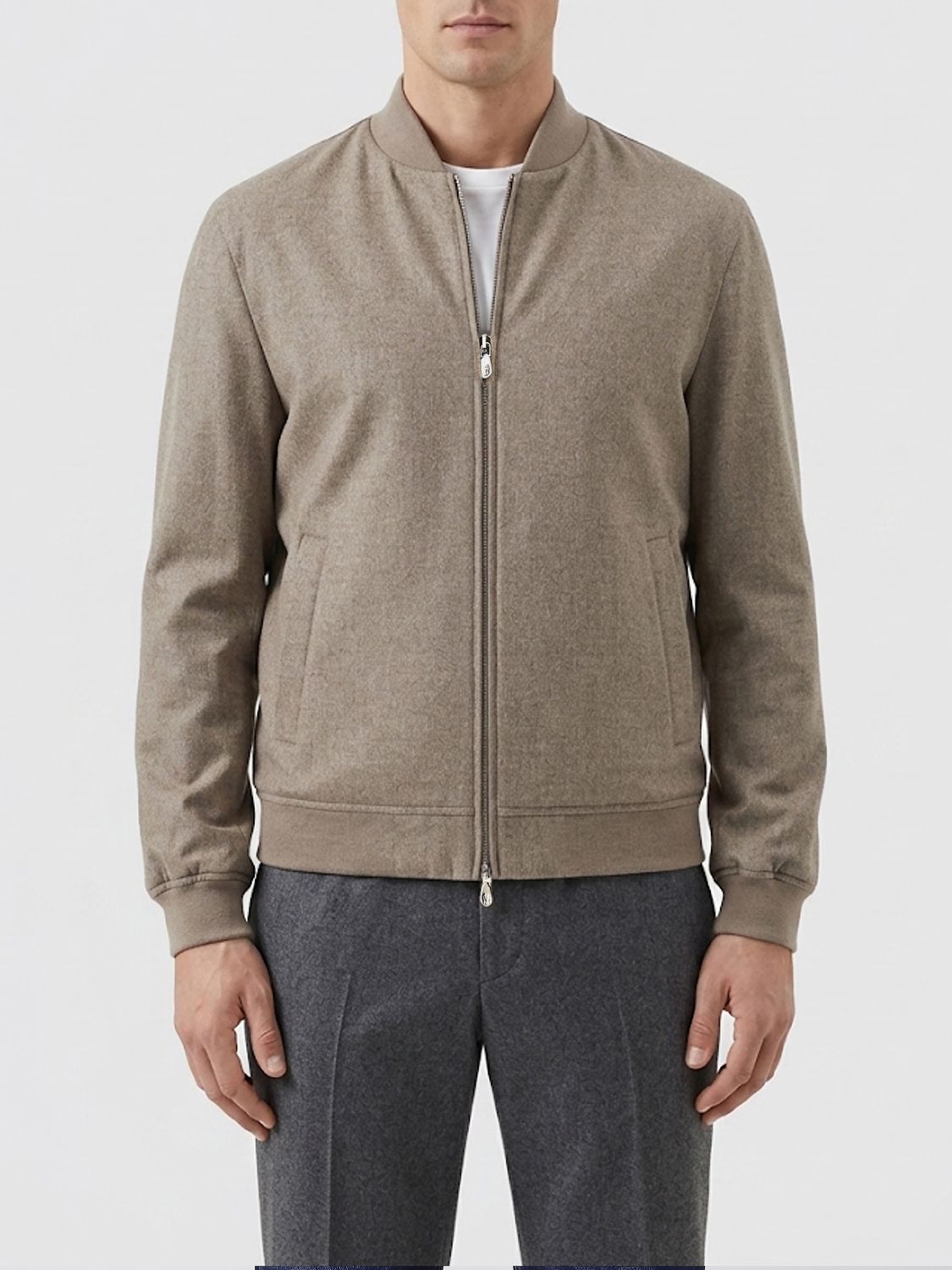 BRUNELLO CUCINELLI Bomber in puro cashmere con colletto a costine
