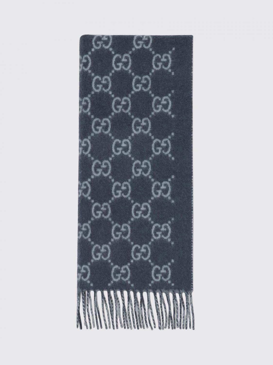 GUCCI Sciarpa in puro cashmere con motivo logo GG