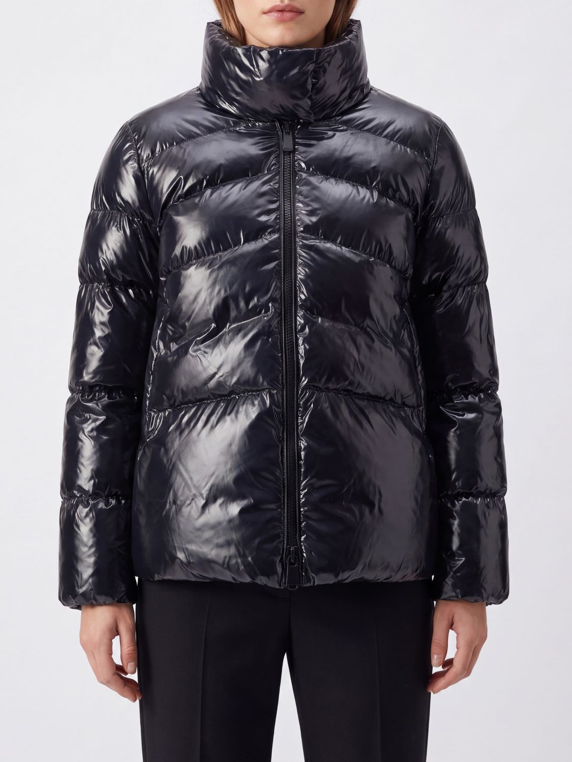 PINKO Quilted Water-Repellent Nylon Short Puffer Jacket with High Neck
