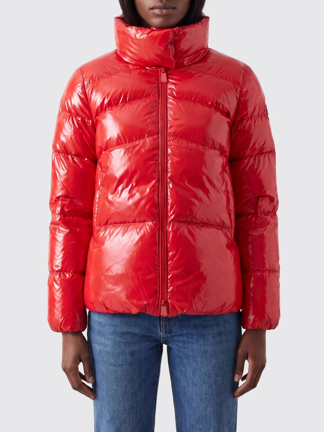 PINKO Quilted Water-Repellent Nylon Short Puffer Jacket with High Neck