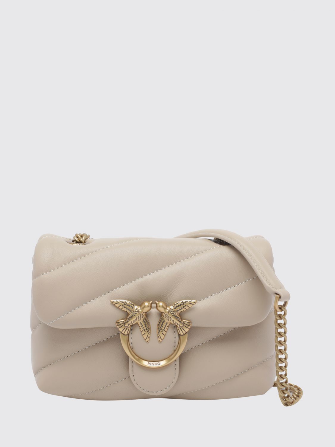 PINKO Baby Love Bag Puff Mini-Tasche aus gestepptem Nappaleder mit Logo
