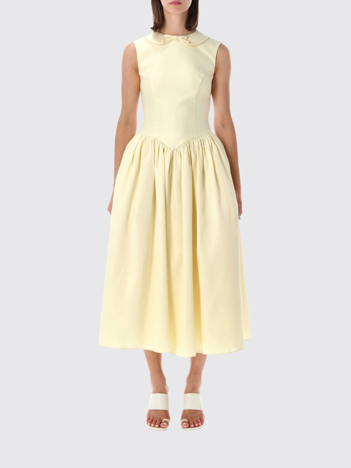 SELF-PORTRAIT Sleeveless Peter Pan Collar Taffeta Midi Dress SELF-PORTRAIT