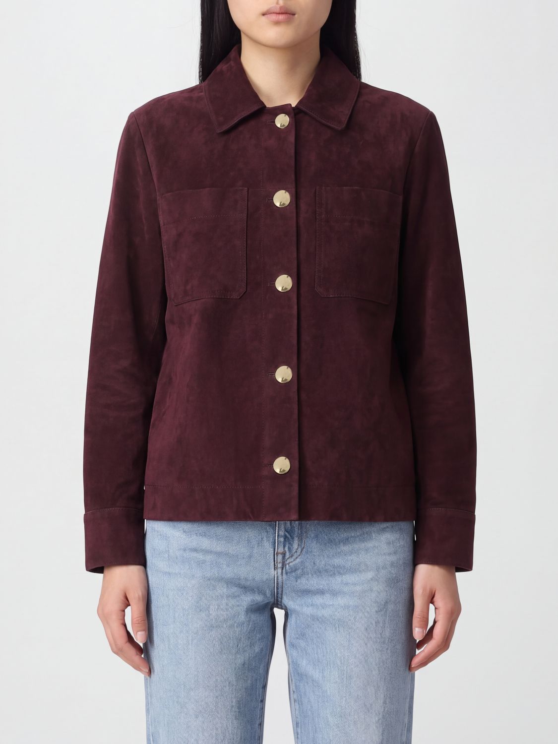 'S Max Mara Giacca a camicia Abisso in pelle di agnello scamosciata