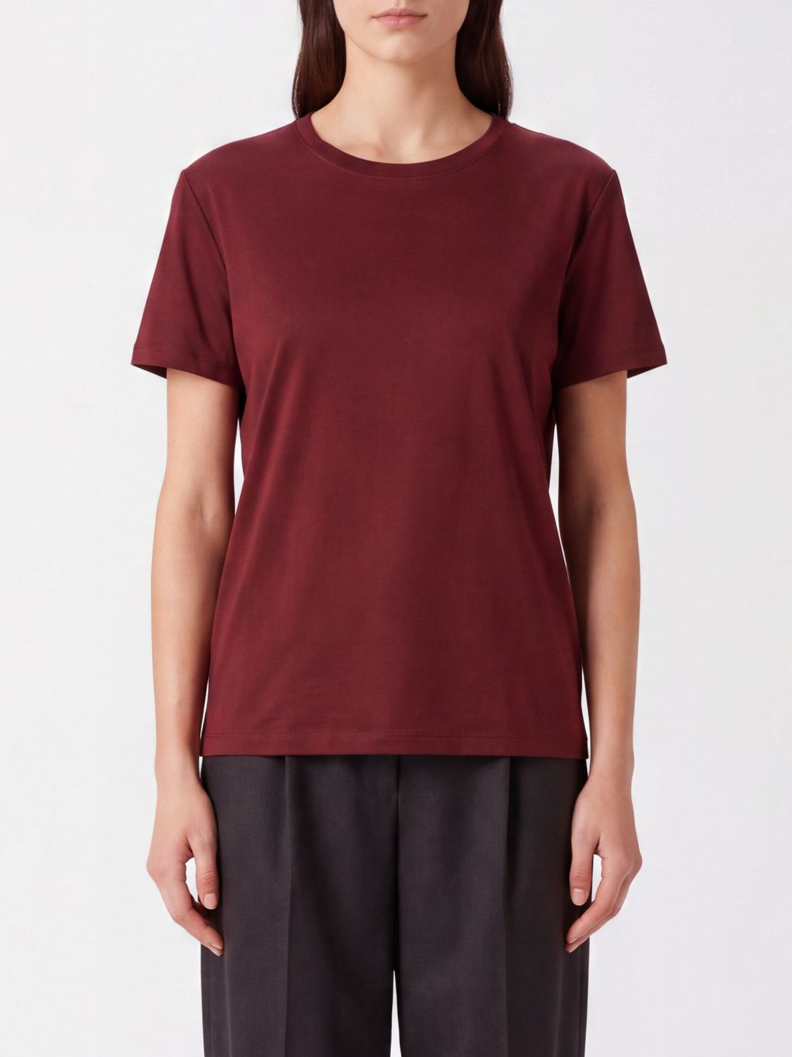 'S Max Mara T-Shirt aus Baumwollmischung mit Rundhalsausschnitt und überschnittenen Schultern
