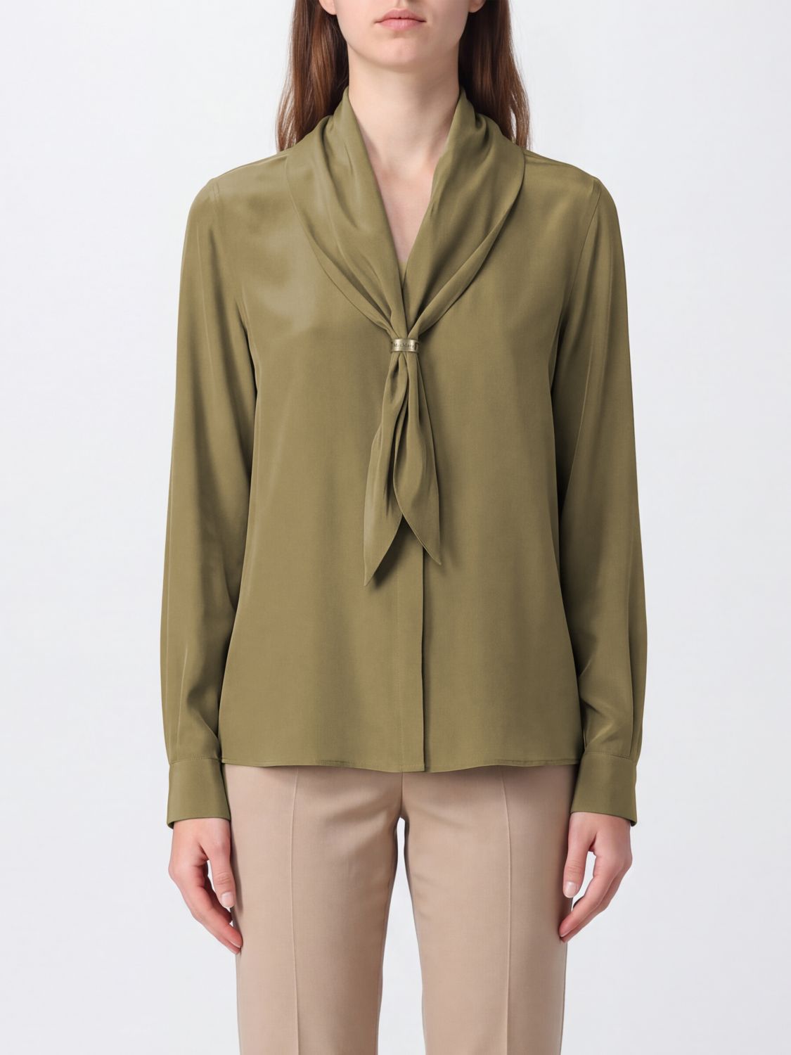 MAX MARA Camicia in seta con collo a fusciacca e maniche lunghe