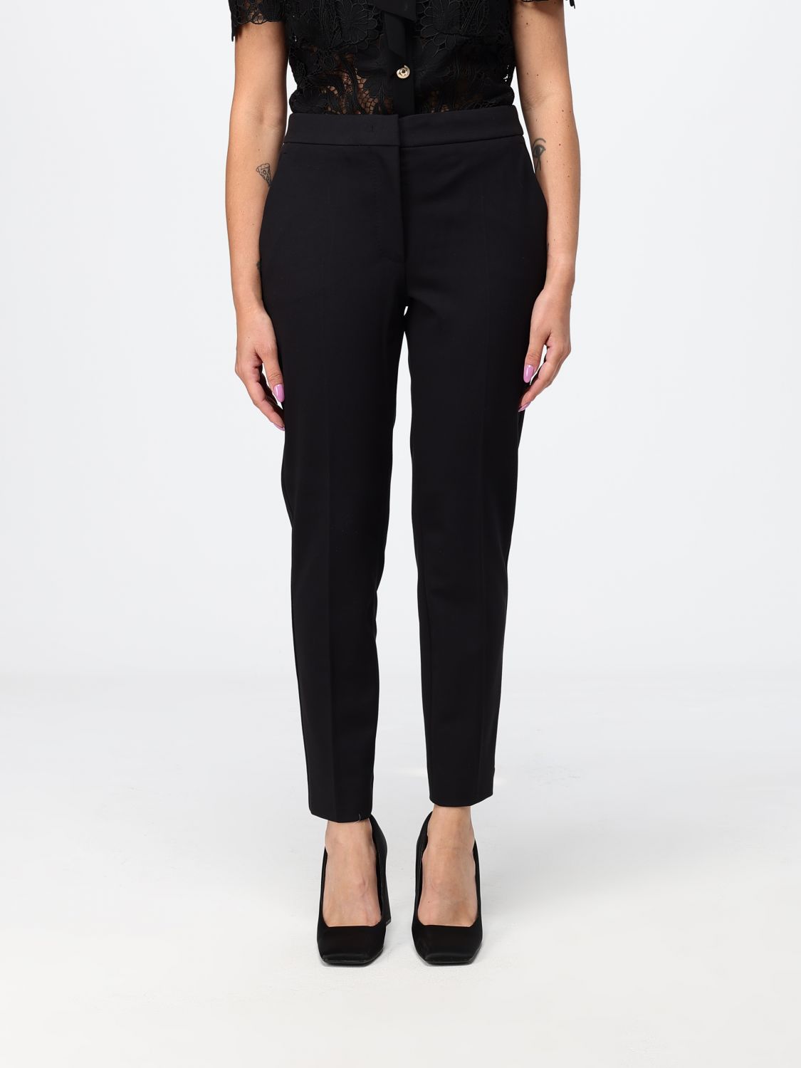 Max Mara Pegno Slim Fit Chino Trousers In Jersey In Black
