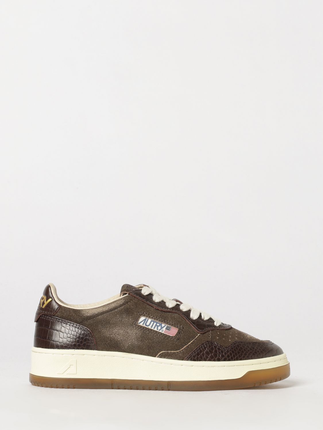 AUTRY Medalist Low Sneakers aus Leder und Wildleder mit Animal-Print-Einsätzen