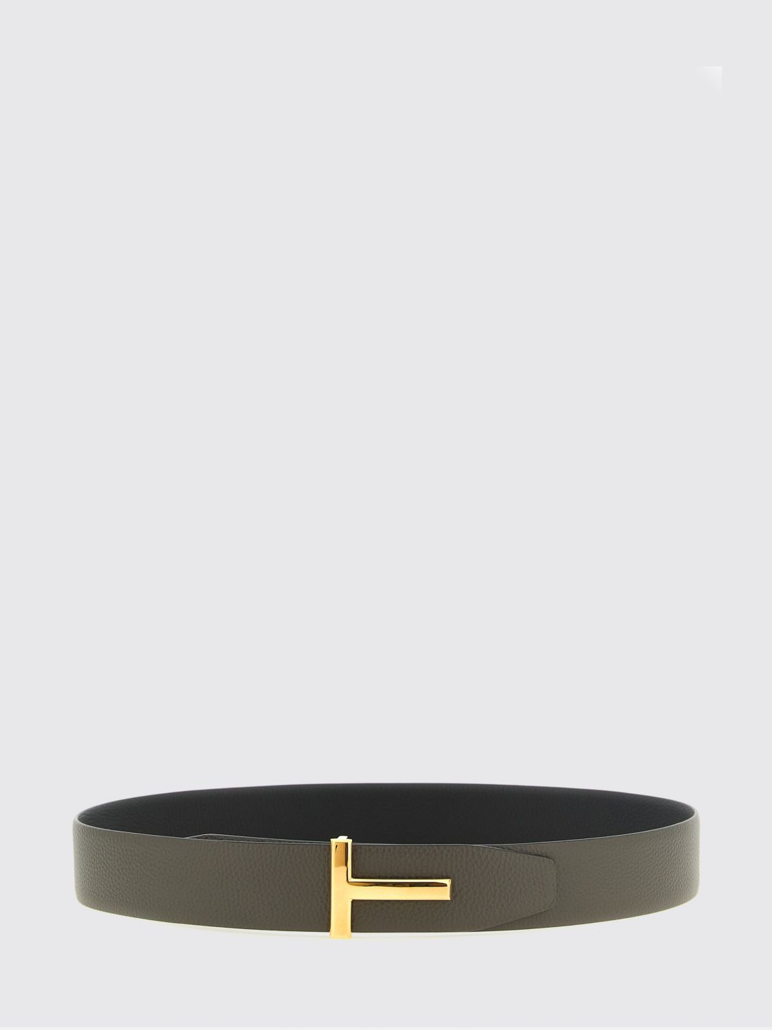 Tom Ford T Icon Reversible Hammered Leather Belt with Monogram Buckle
