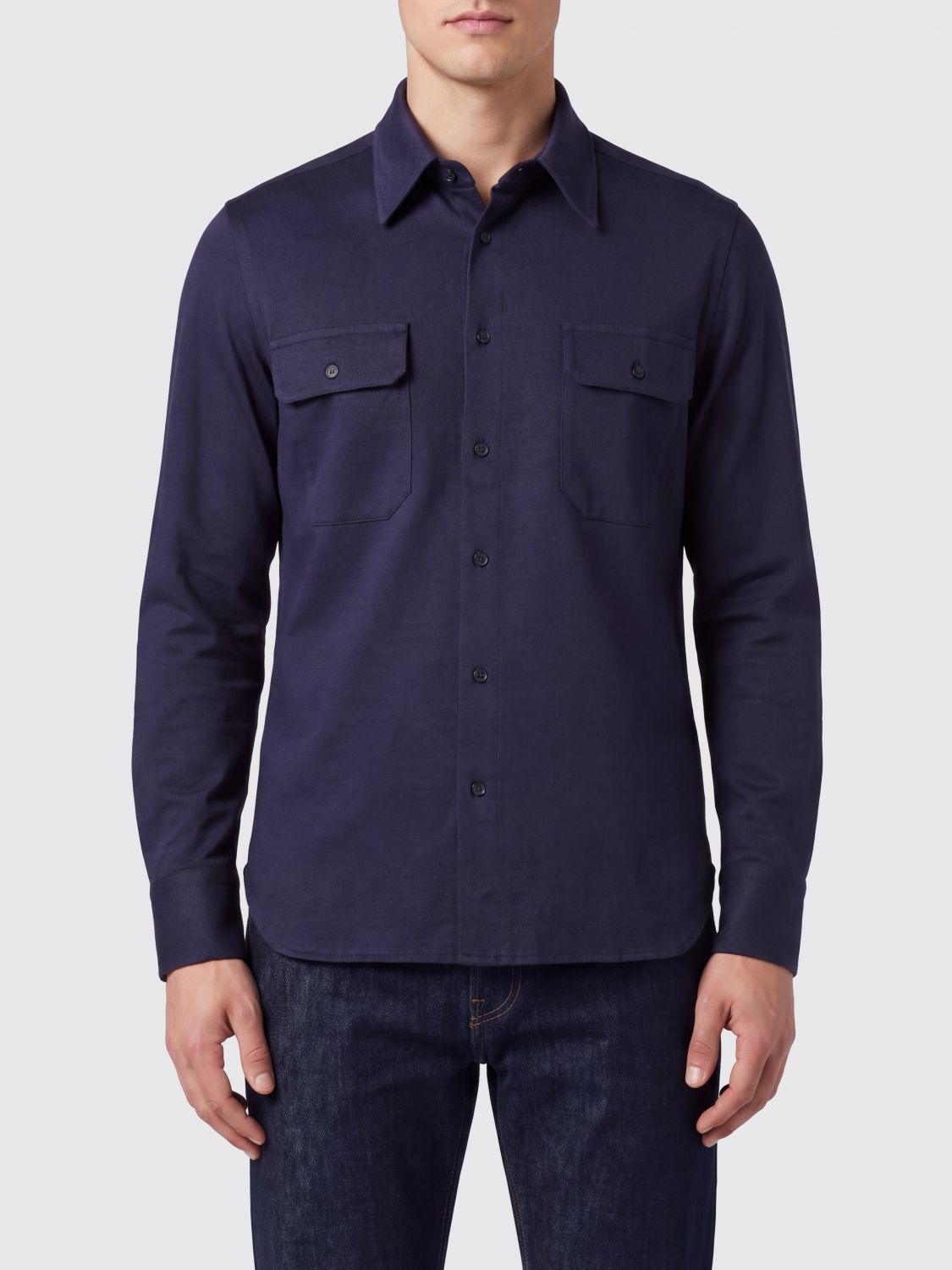 TOM FORD Camicia a righe slim fit in misto seta e cotone con tasche