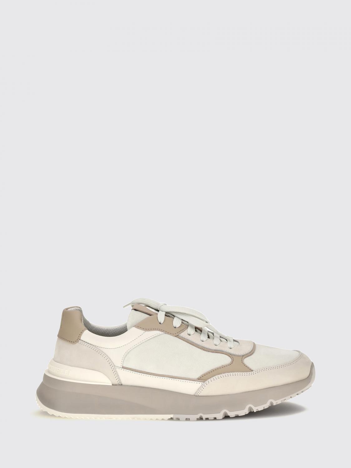 BRUNELLO CUCINELLI Sneakers basse bicolore in pelle e suede con suola dentellata