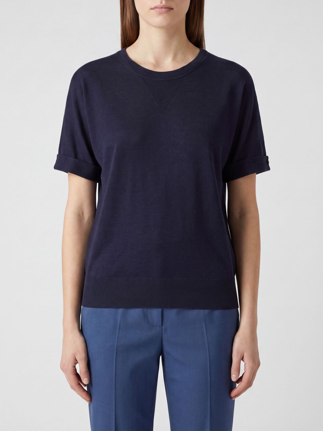 Herno Short-sleeved Crew Neck T-shirt In Lyocell In Blue