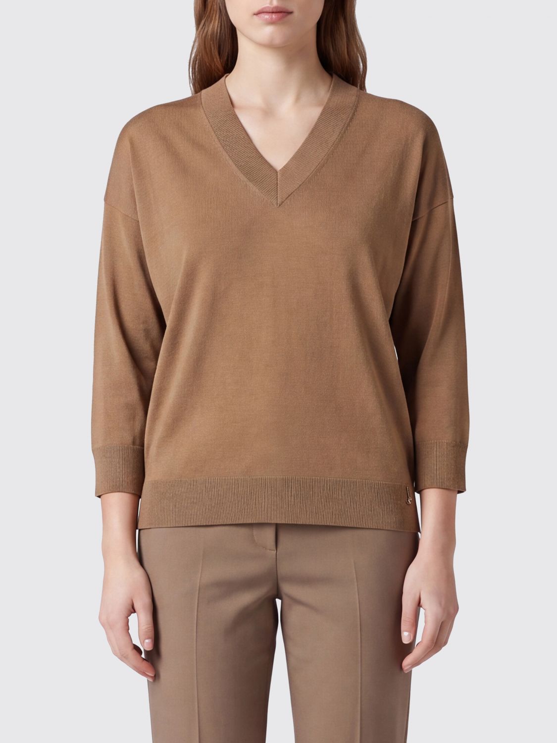 HERNO Teddy Bear Print V-Neck Lyocell Jumper