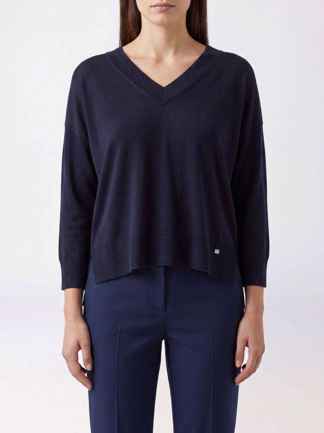HERNO Teddy Bear Print V-Neck Lyocell Jumper