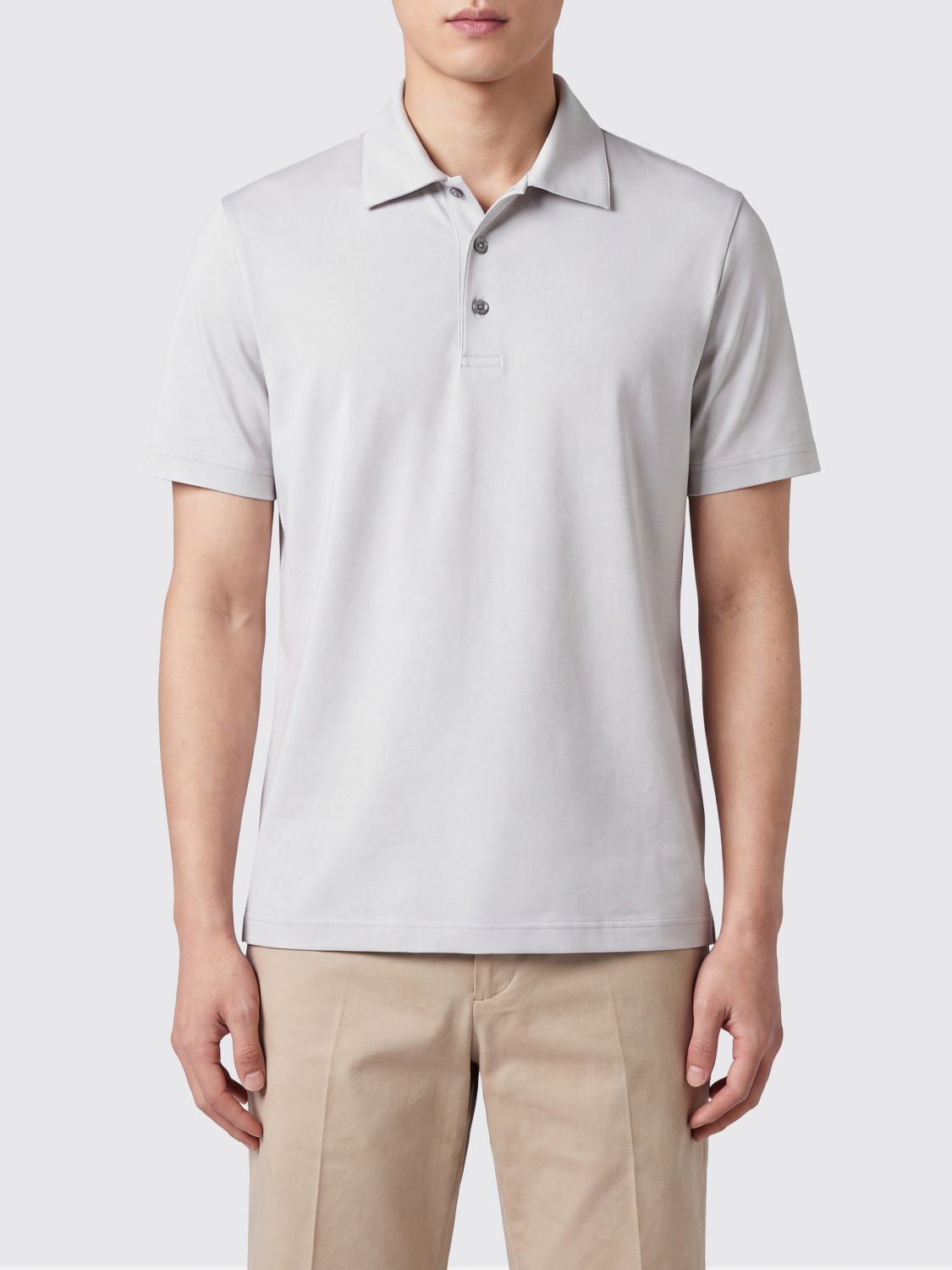 HERNO Short-Sleeved Cotton Polo Shirt with Classic Three-Button Collar