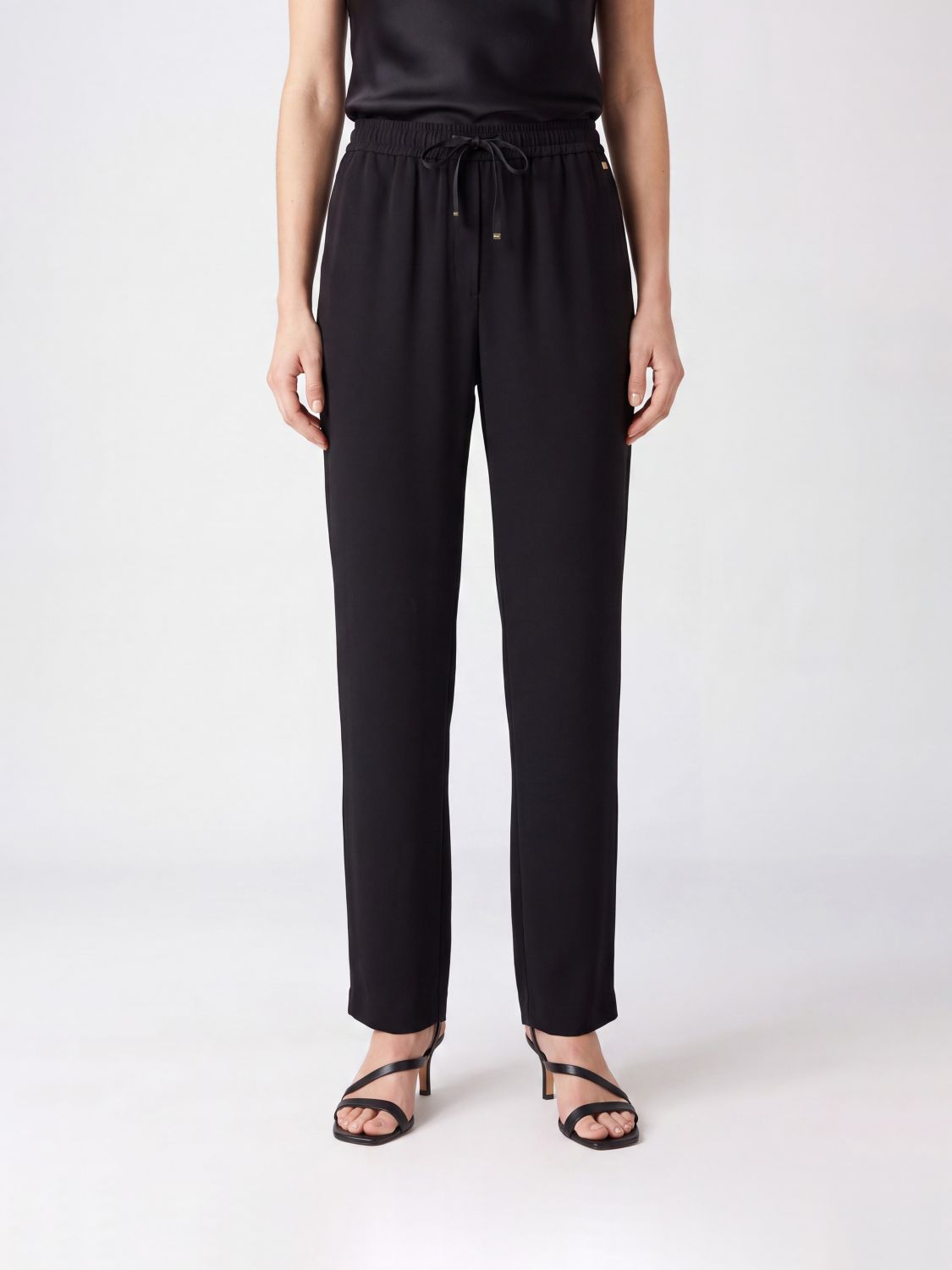 HERNO High-Waisted Jersey Palazzo Trousers with Drawstring