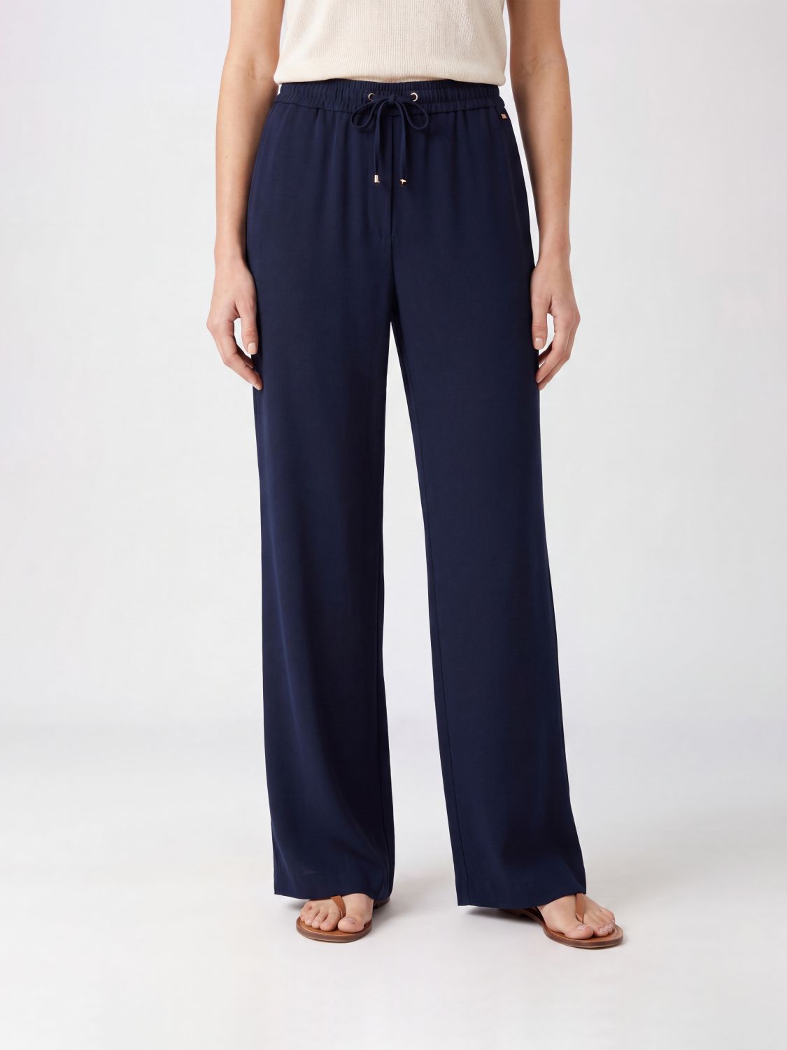 HERNO High-Waisted Jersey Palazzo Trousers with Drawstring