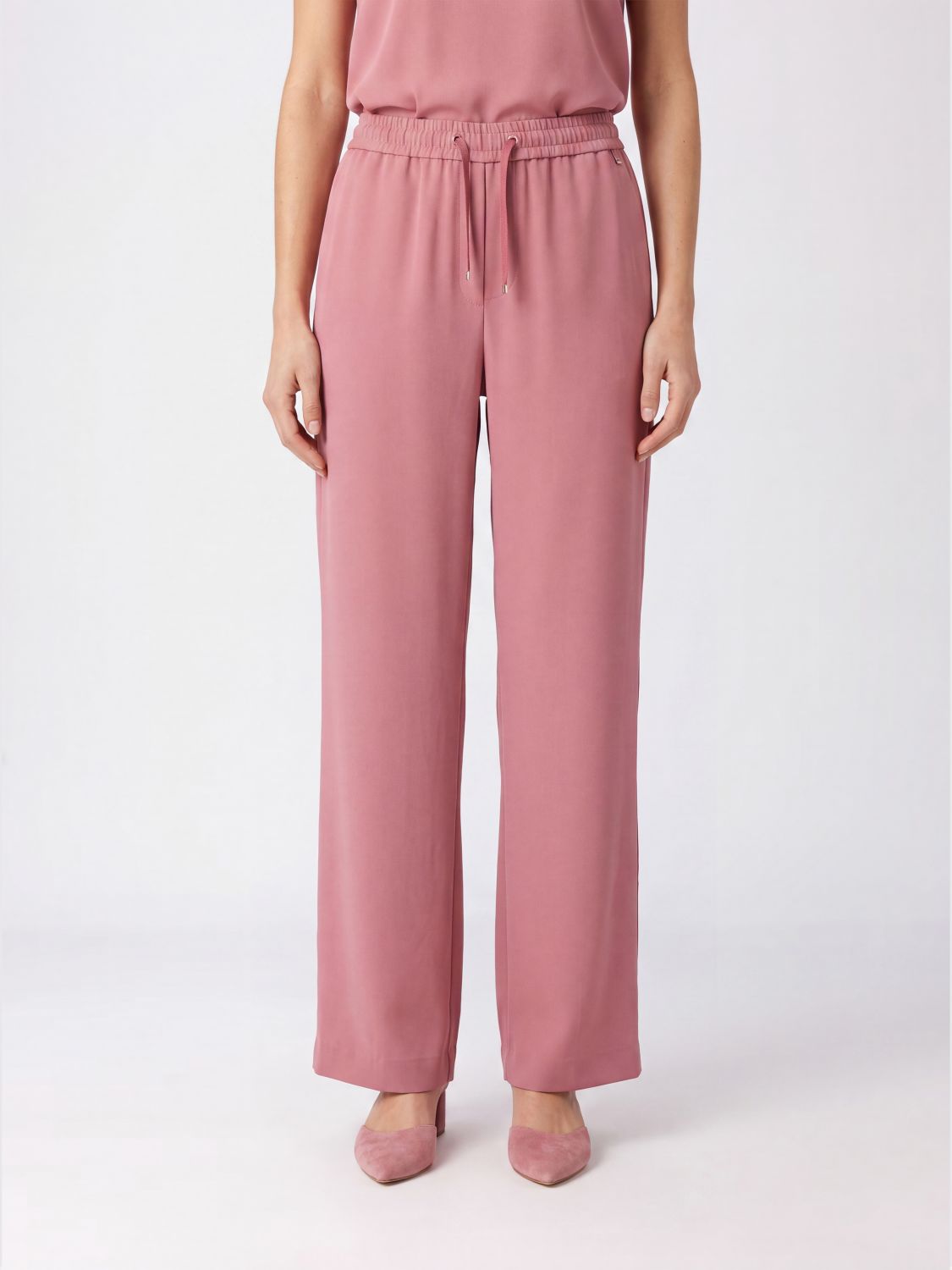 HERNO High-Waisted Jersey Palazzo Trousers with Drawstring