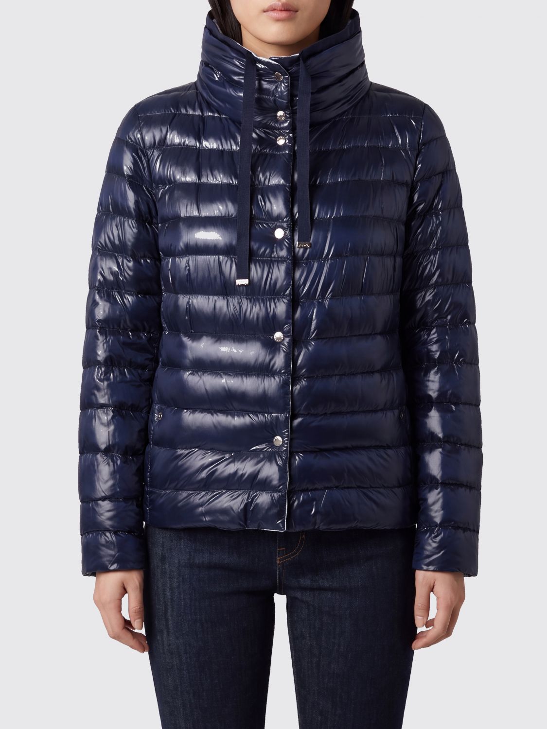 HERNO Short Reversible Quilted Ultra-Light Nylon Down Jacket