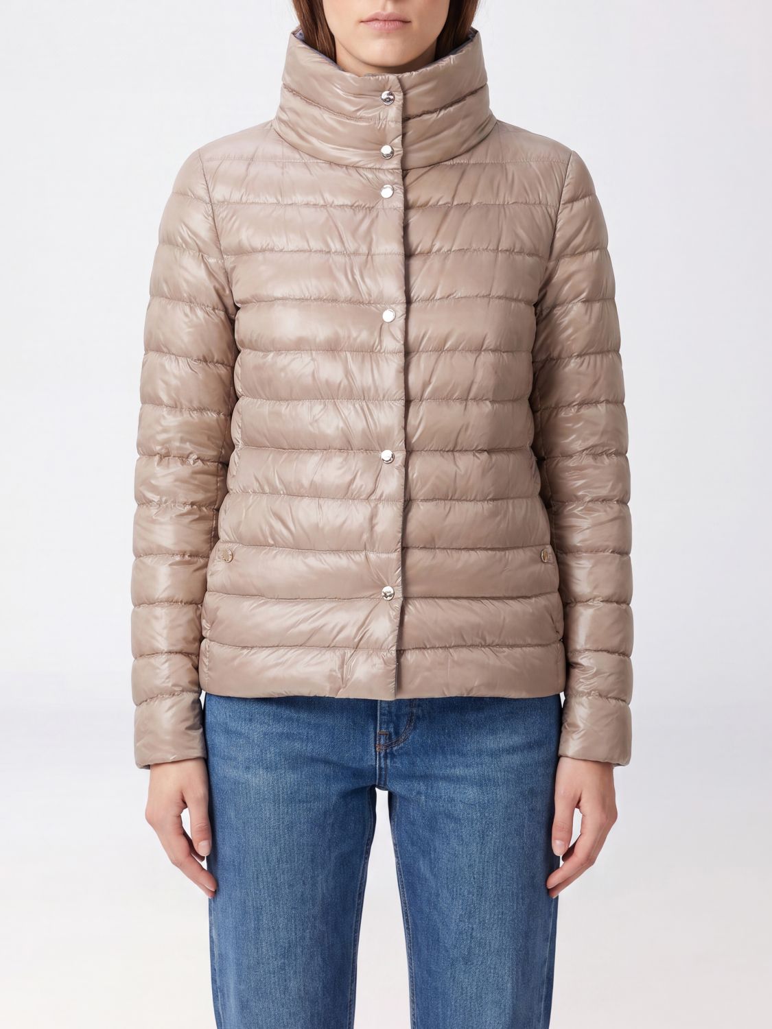 HERNO Short Reversible Quilted Ultra-Light Nylon Down Jacket