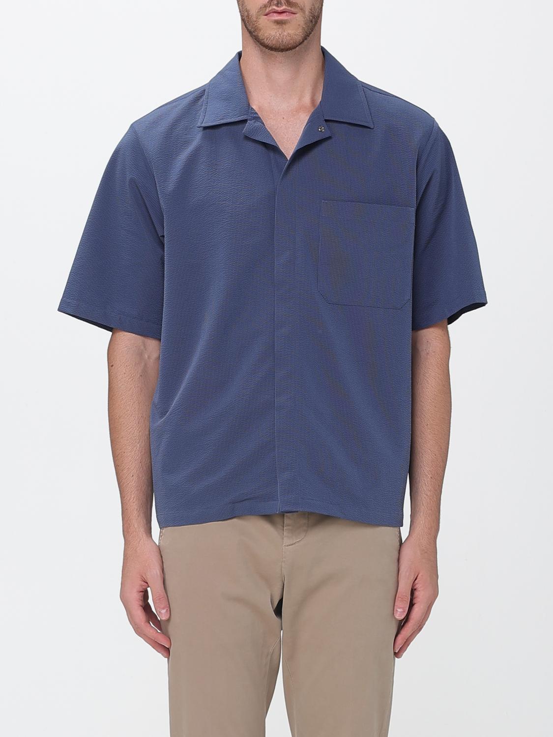HERNO Casual Short-Sleeved Shirt with French Collar and Patch Pockets