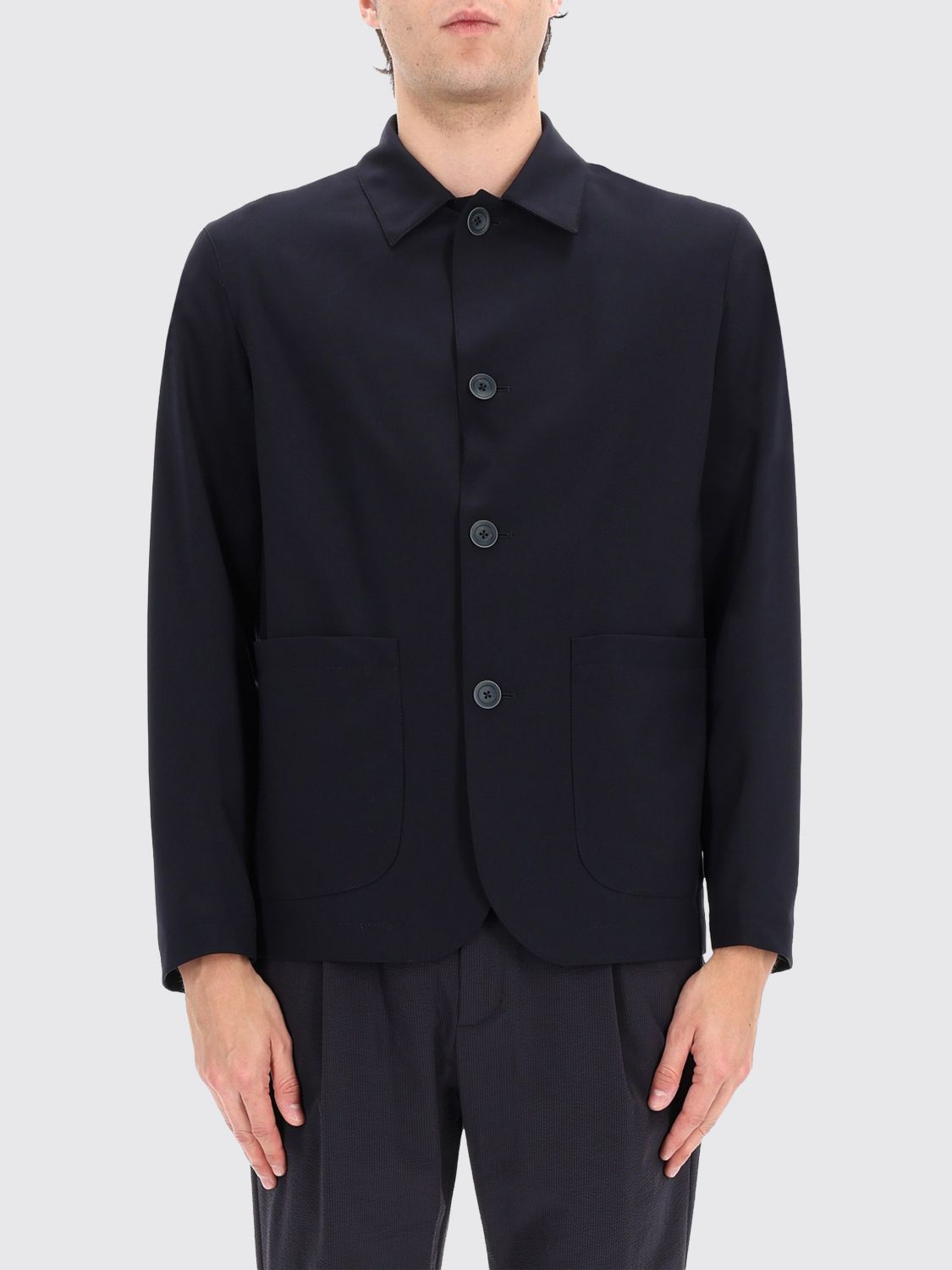 HERNO Single-Breasted Technical Fabric Blazer with Lapels and Patch Pockets　HERNO ラペルとパッチポケット付きシングルブレストテクニカルファブリックブレザー HERNO