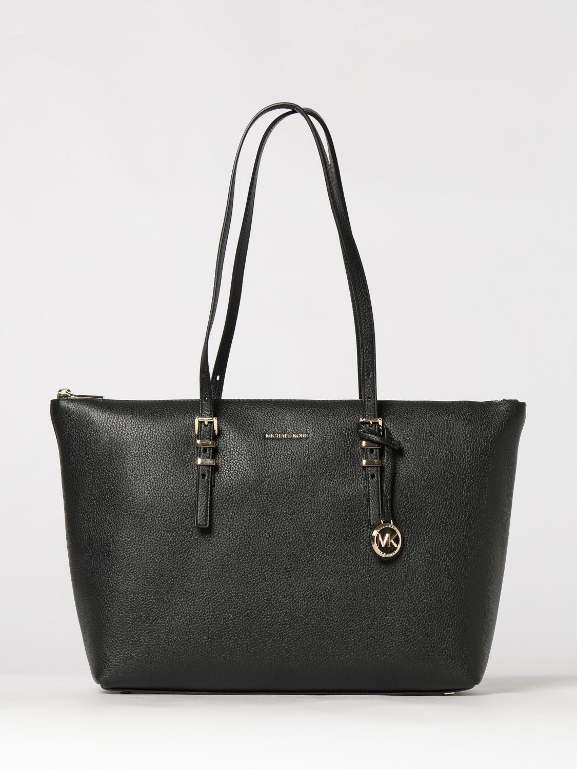 Michael Kors Quinn Tote Bag in Grained Leather with Double Handles and Charm Michael Kors Quinn Tote Bag in Grained Leather with Double Handles and Charm