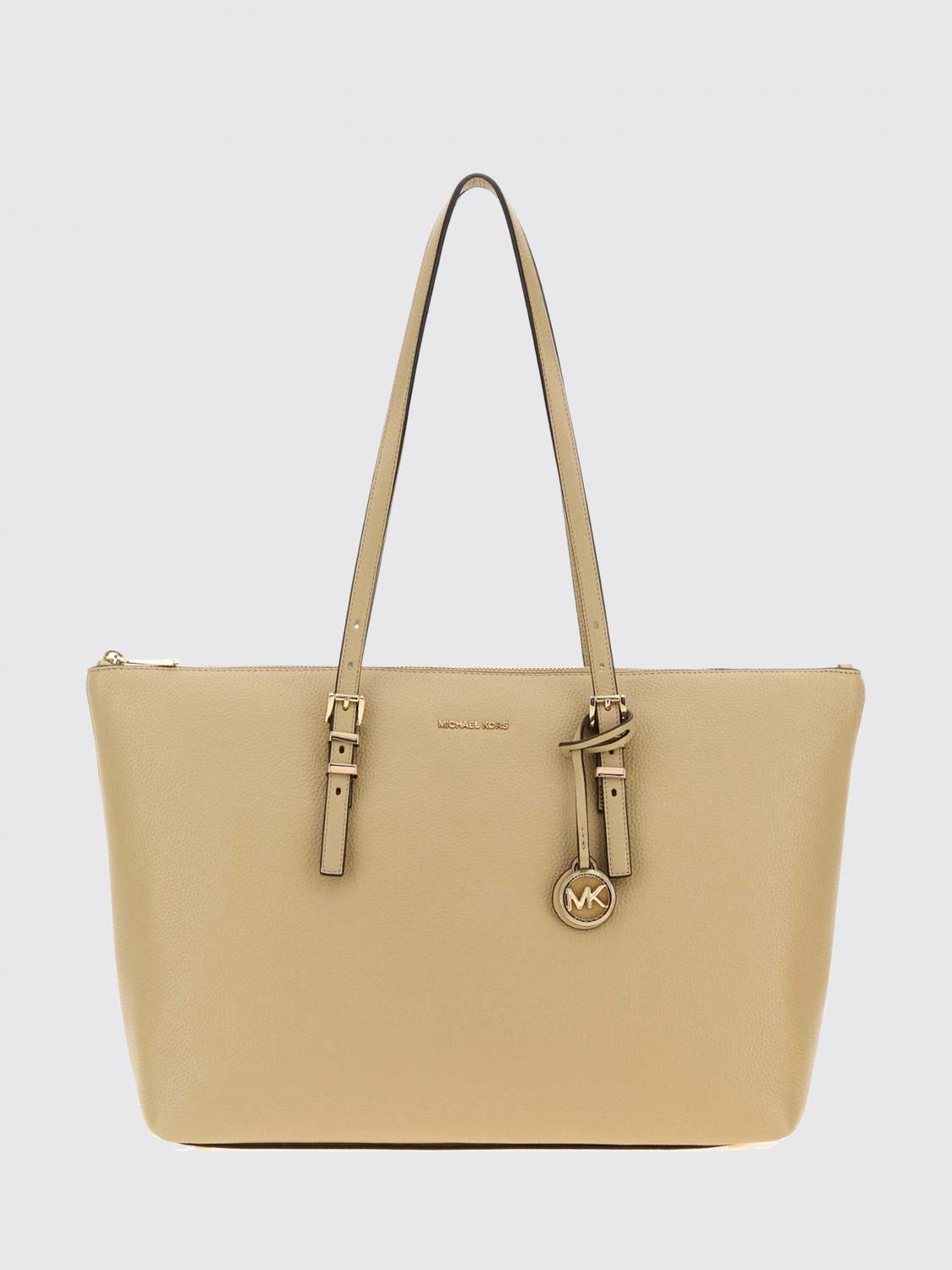 Michael Kors Quinn Tote Bag in Grained Leather with Double Handles and Charm Michael Kors Quinn Tote Bag in Grained Leather with Double Handles and Charm