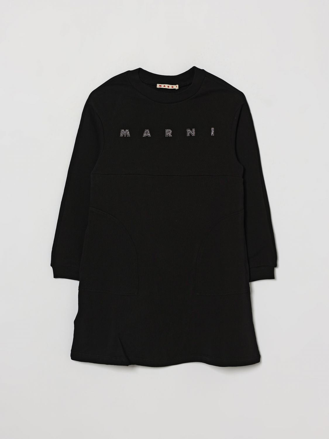 MARNI Abito in cotone con logo di strass