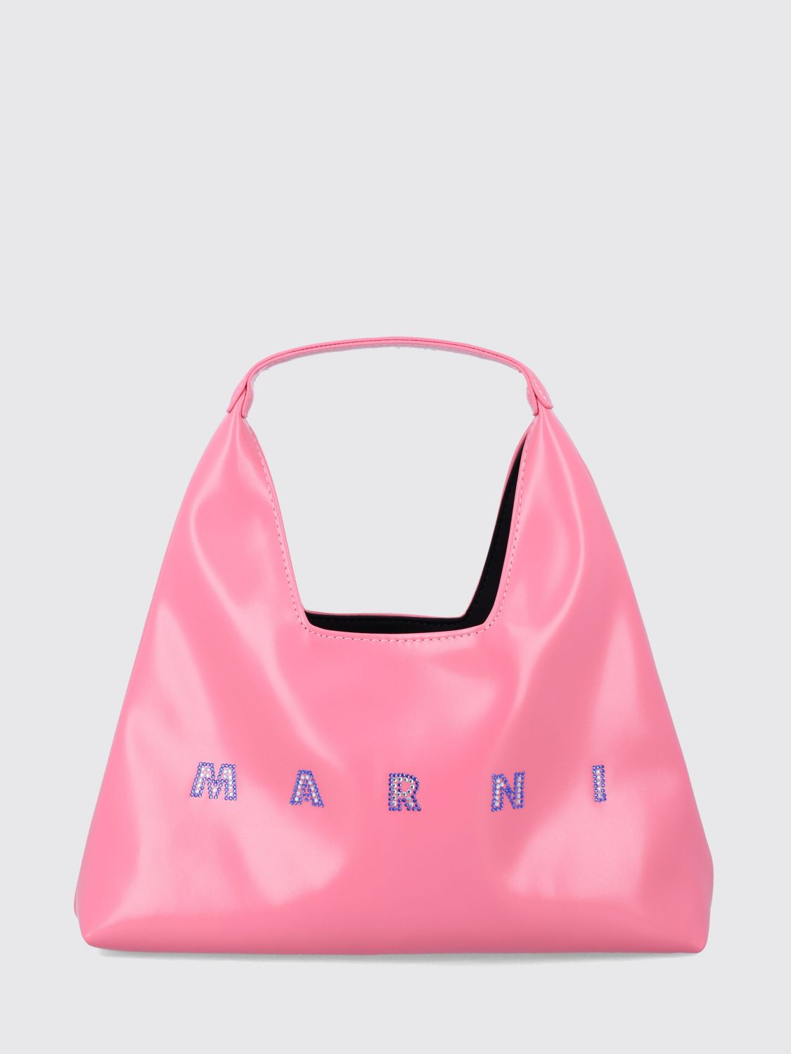 MARNI Boy's Diamond Canvas Shoulder Bag with Rhinestone Logo