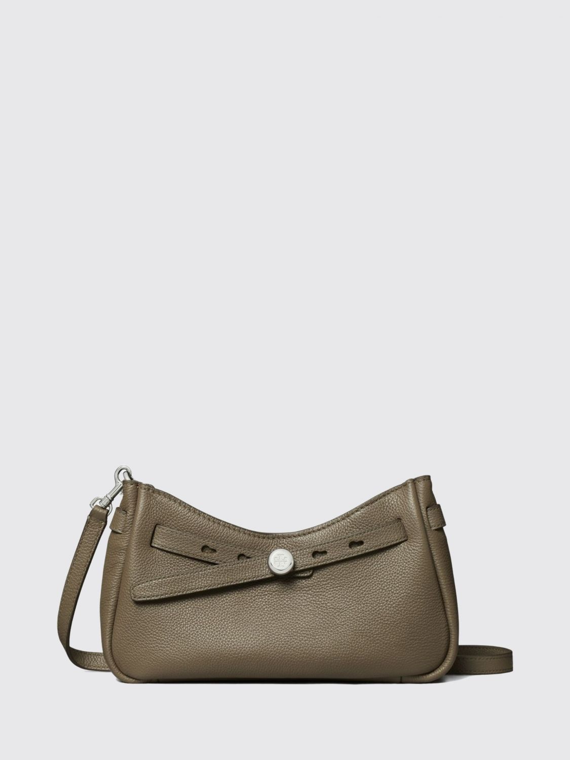 TORY BURCH Romy Mini Crossbody Bag in Pebbled Leather with Double T Logo