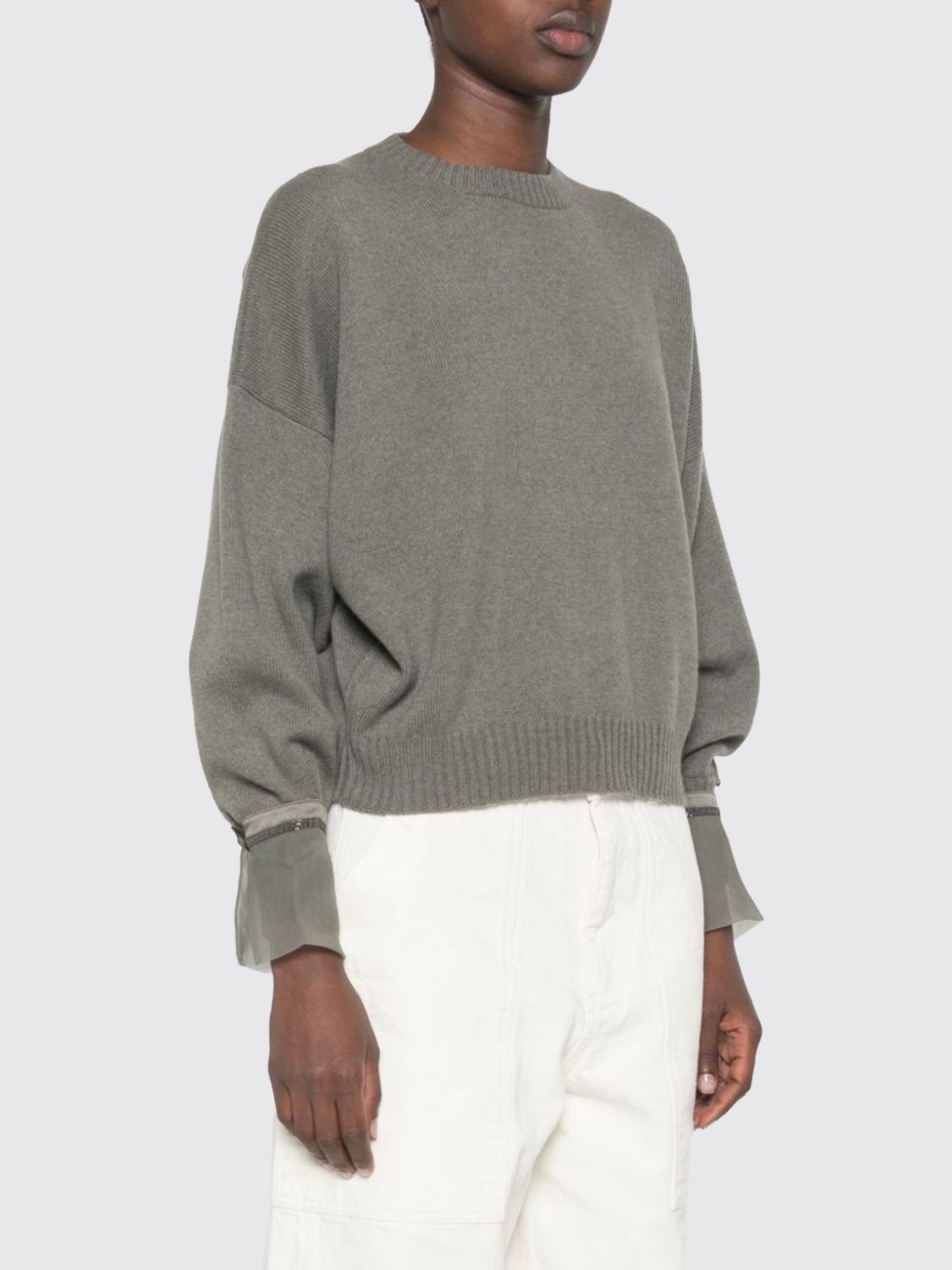 BRUNELLO CUCINELLI Maglia girocollo relaxed fit con monile nickel-free