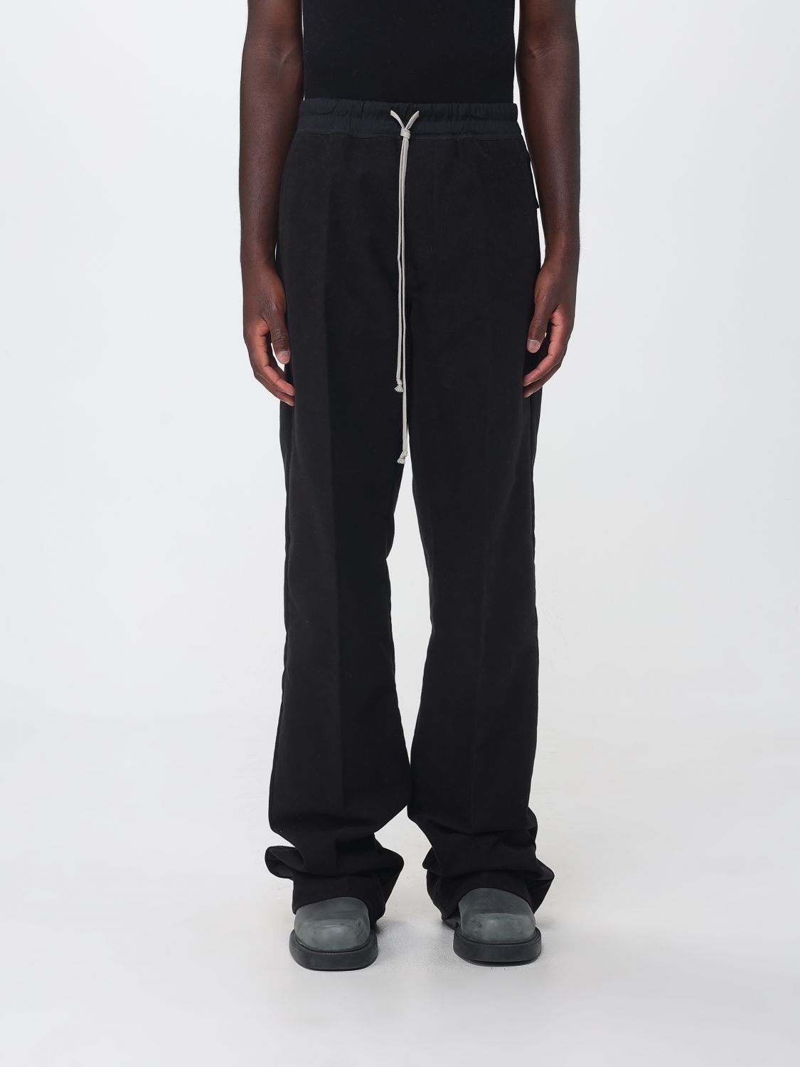 RICK OWENS Pantaloni Drawstring in cotone a gamba larga con coulisse