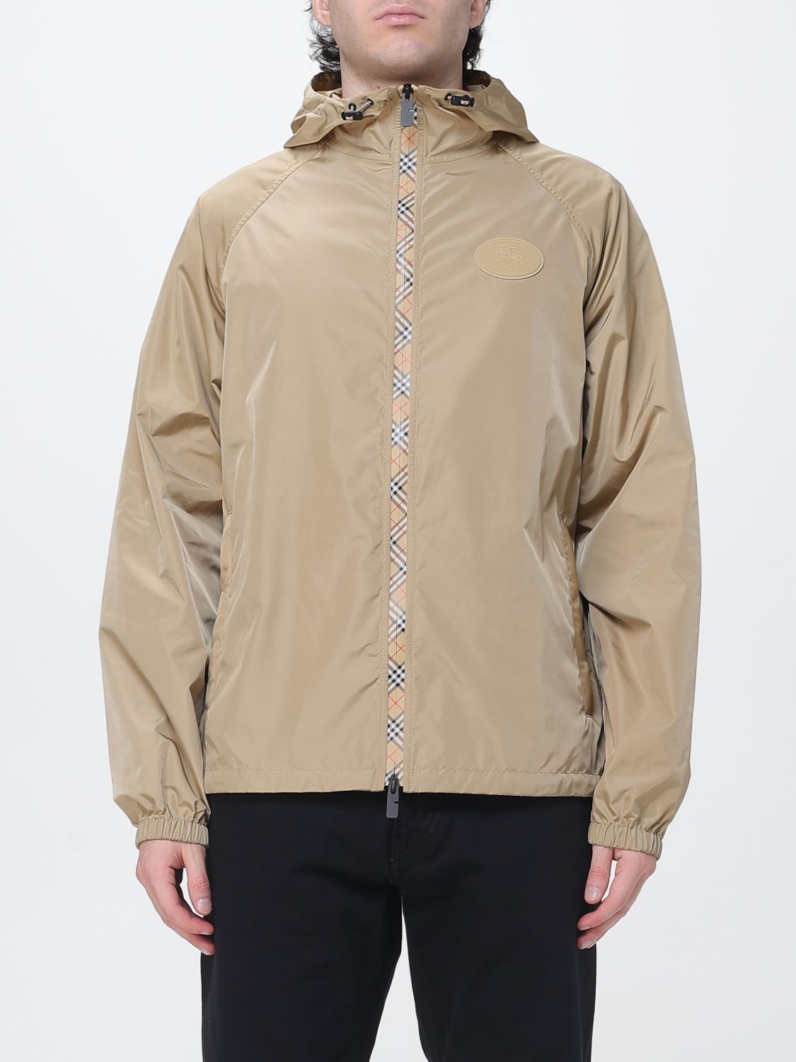 BURBERRY Relaxed Fit Hooded Nylon Windbreaker with EKD Logo