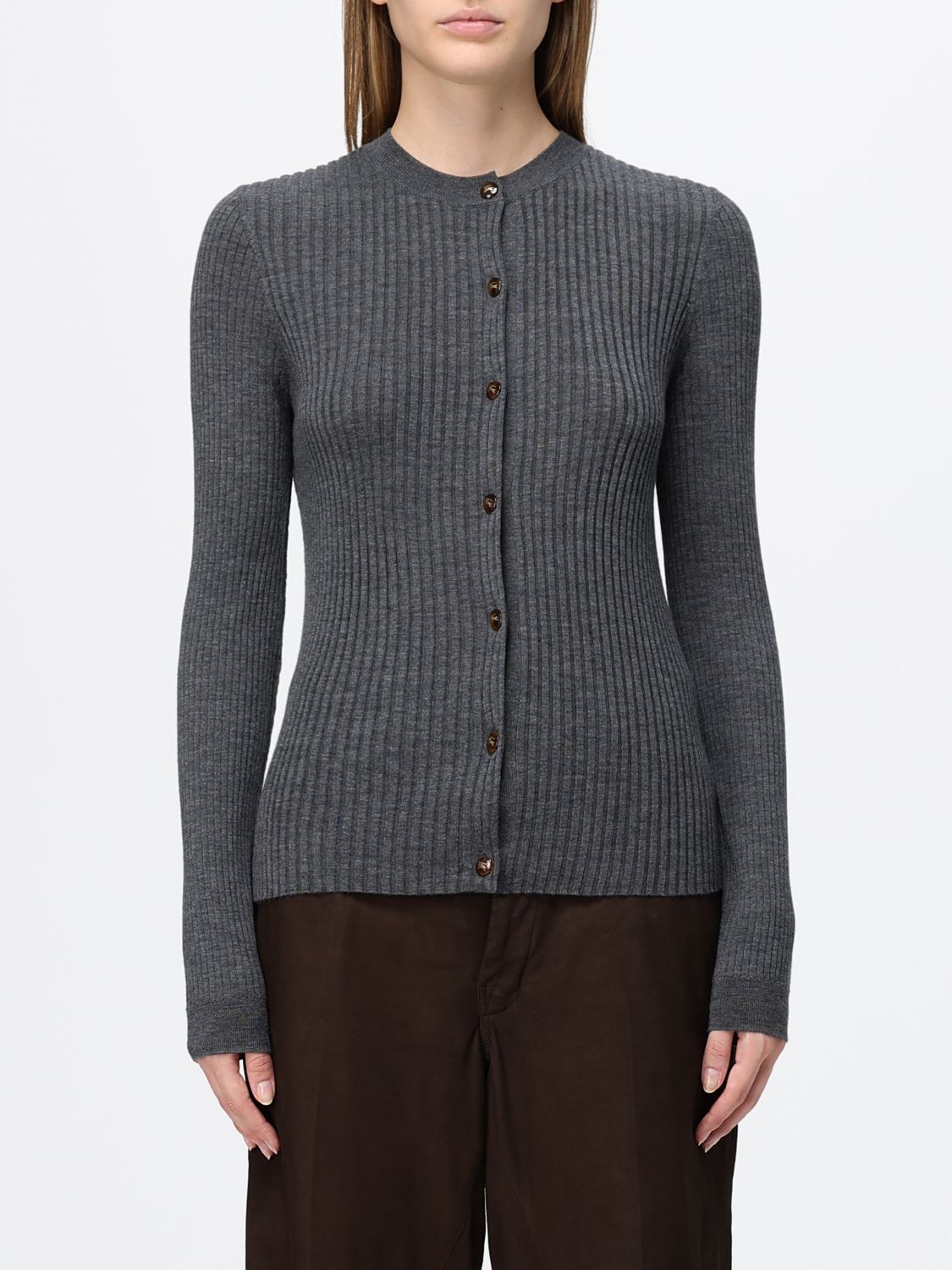BURBERRY Slim Fit Ribbed Cashmere Cardigan with EKD Logo on the Back