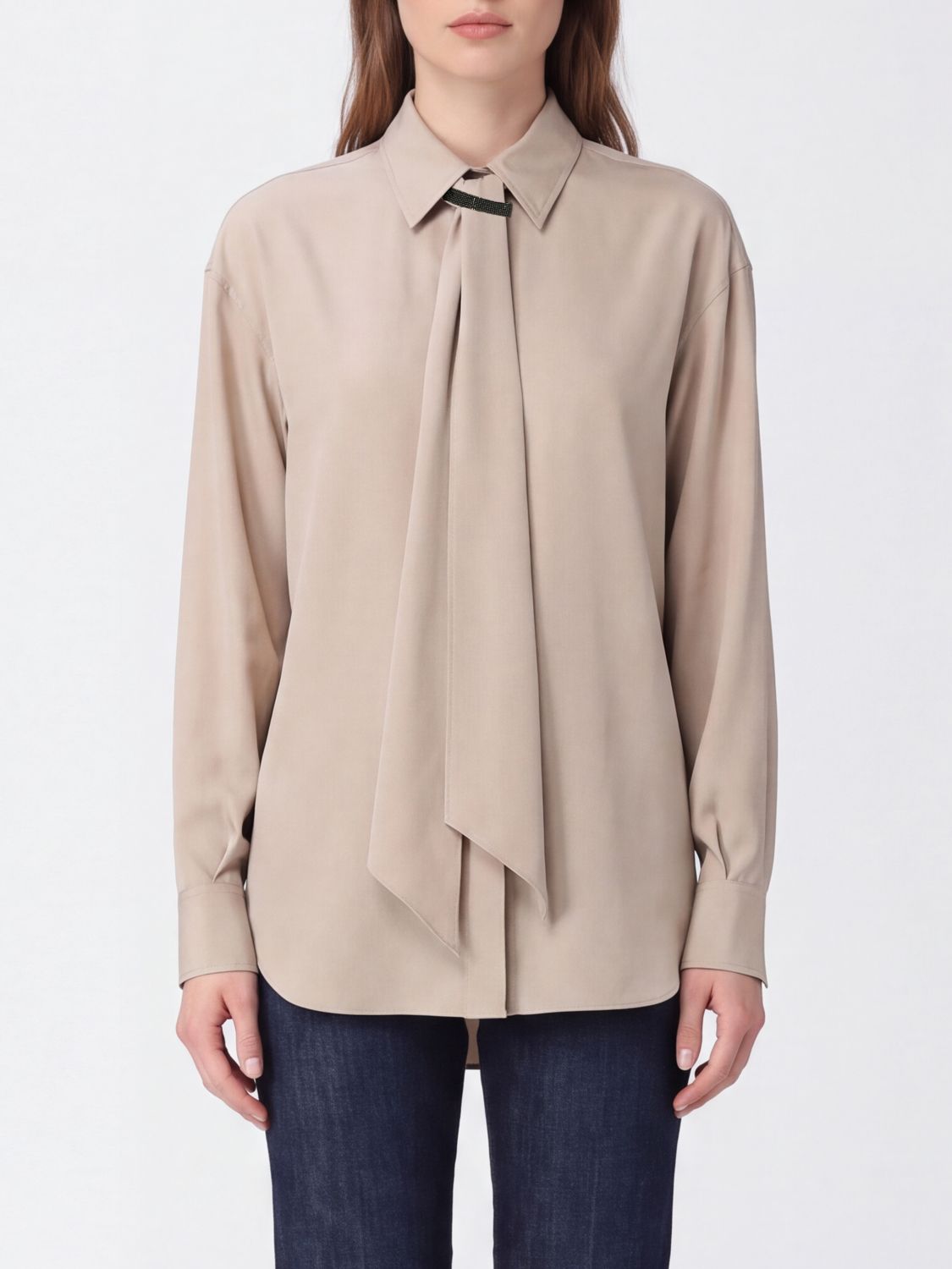 BRUNELLO CUCINELLI Hemdbluse aus Baumwollmischung mit verdeckter Knopfleiste