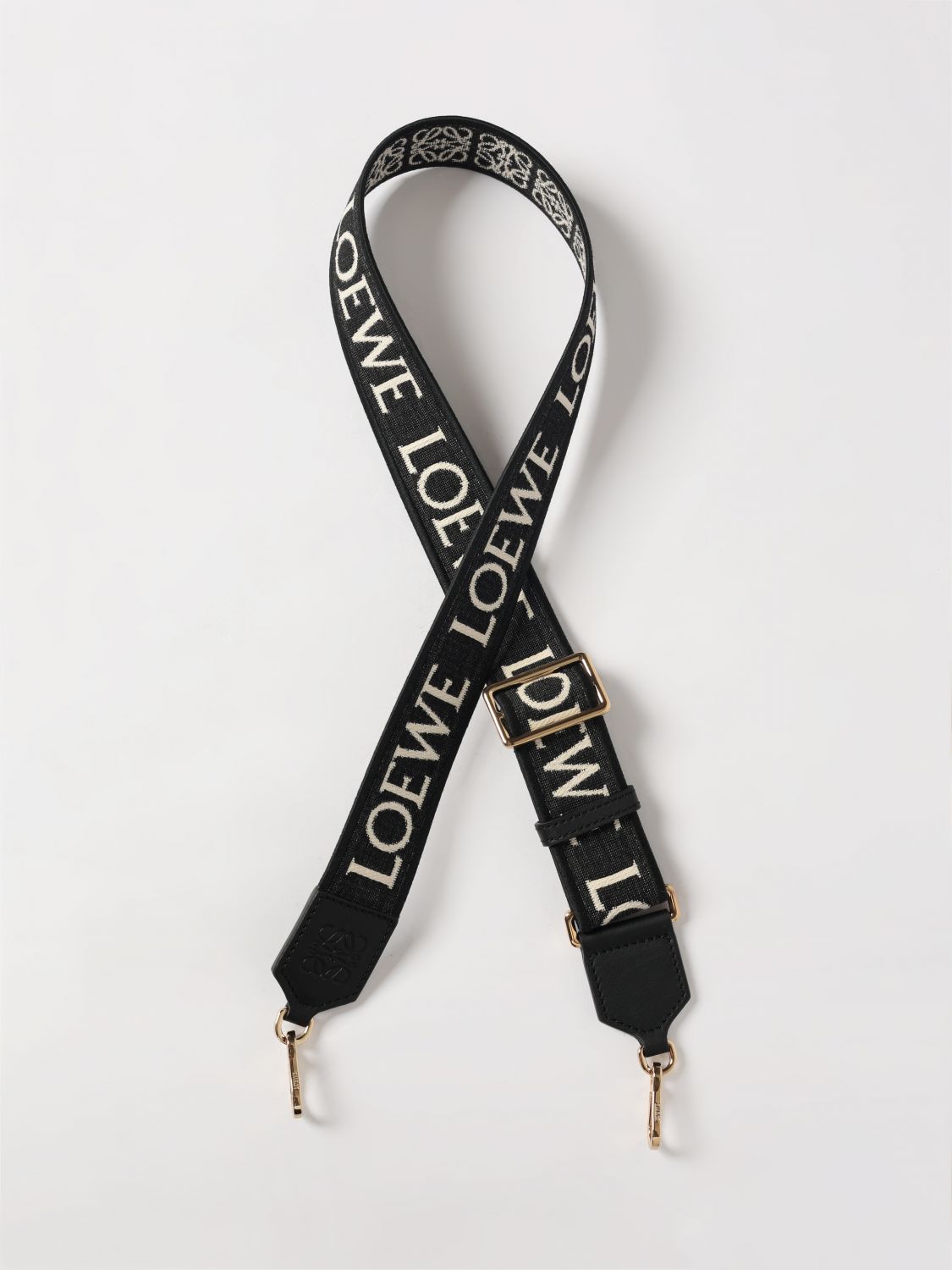 LOEWE Verstellbarer Schulterriemen aus Canvas und Leder mit Jacquard-Logo