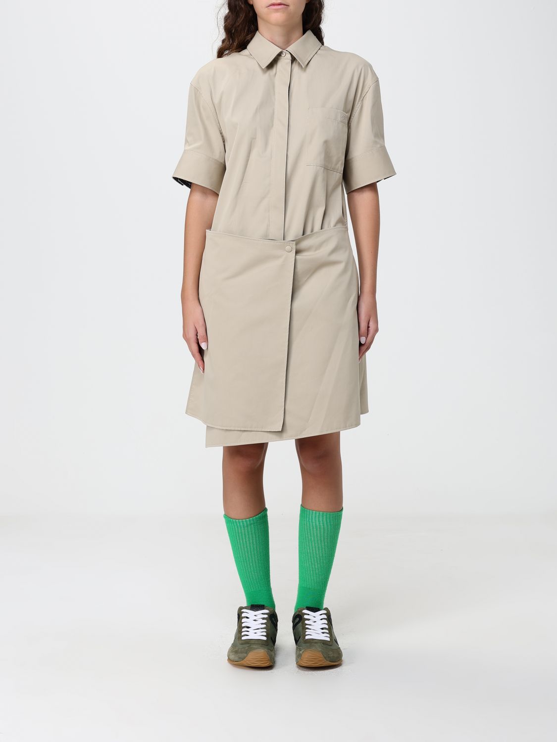 LOEWE Cotton and Silk Blend Mini Wrap Chemisier Dress