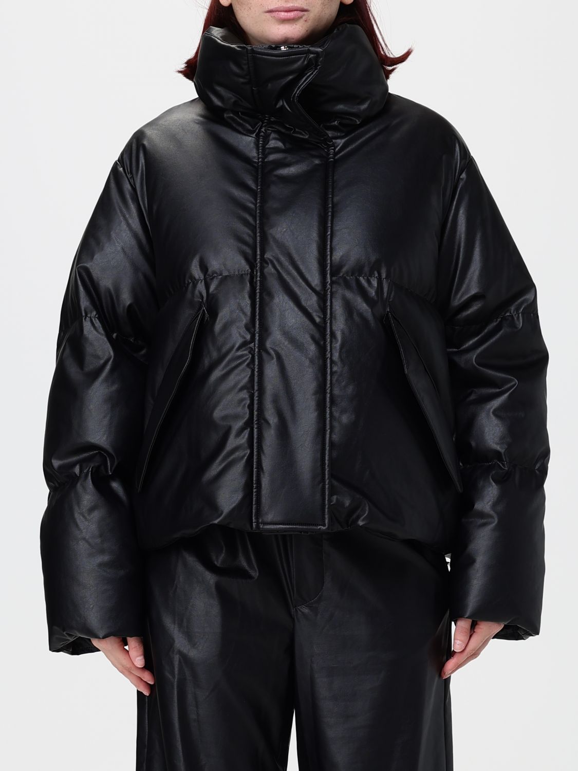 Mm6 Maison Margiela Cropped Quilted Nylon Bomber Jacket with Back Logo