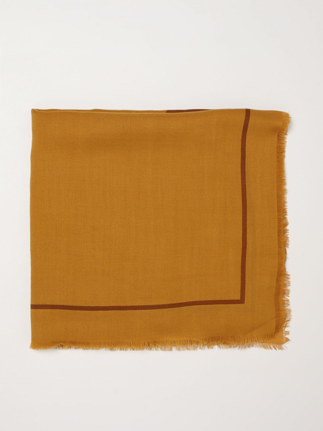 SAINT LAURENT Quadratischer Wollschal mit YSL-Monogrammdruck und Fransen