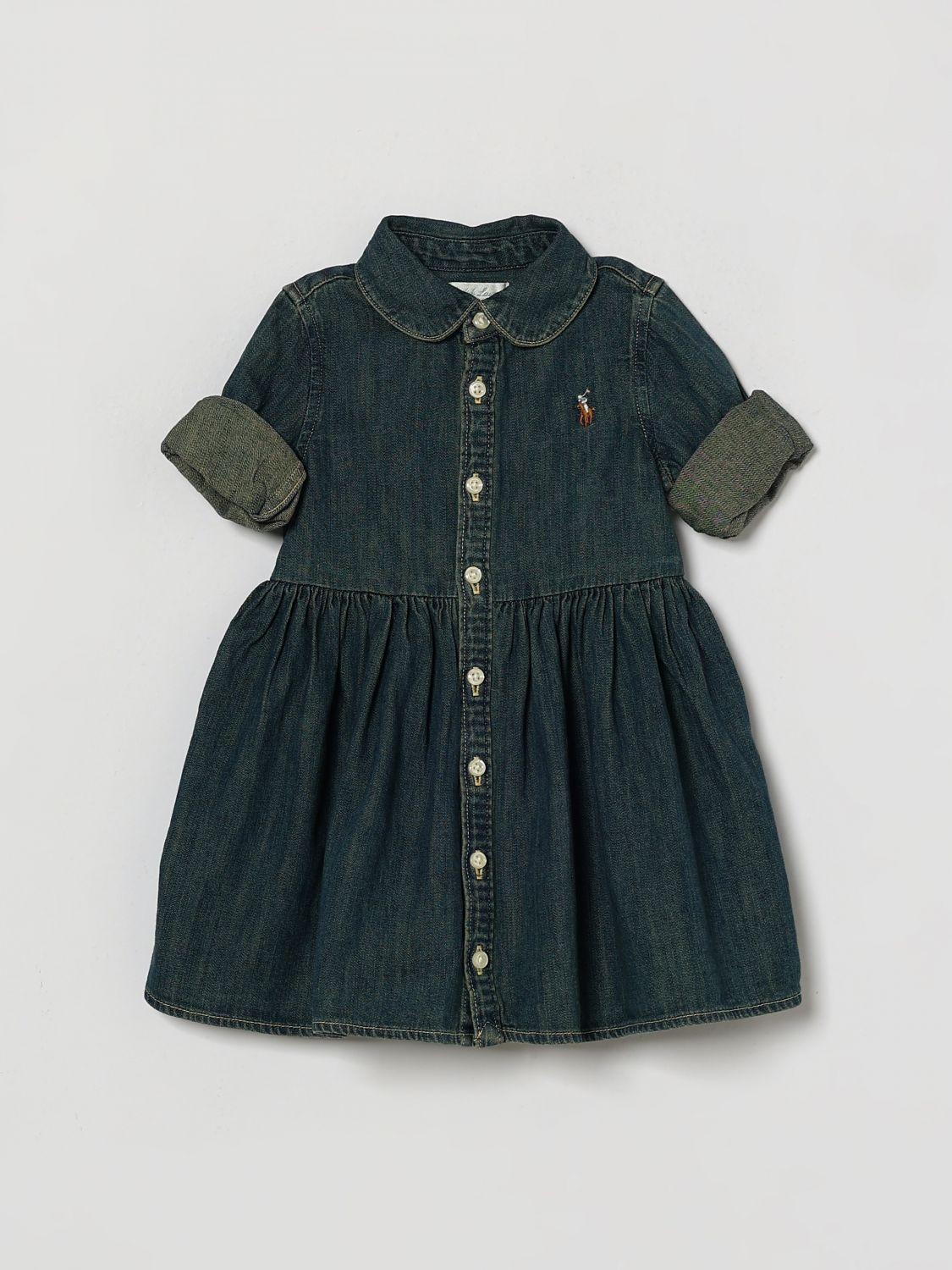 POLO RALPH LAUREN Zweiteiliges Set für Mädchen mit Jeans-Hemdblusenkleid