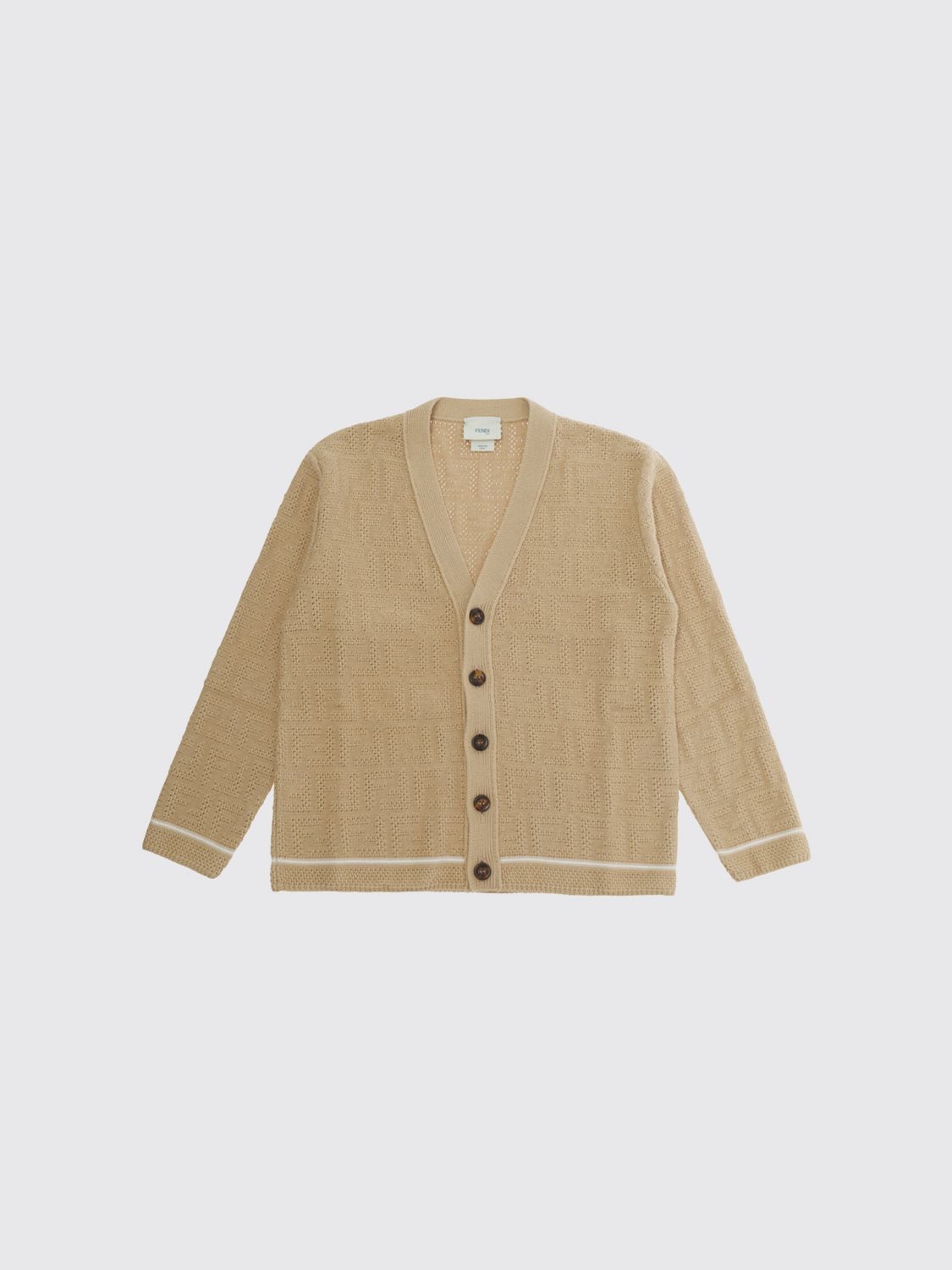 FENDI Baumwoll-Cardigan für Jungen mit durchgehend perforiertem FF-Motiv
