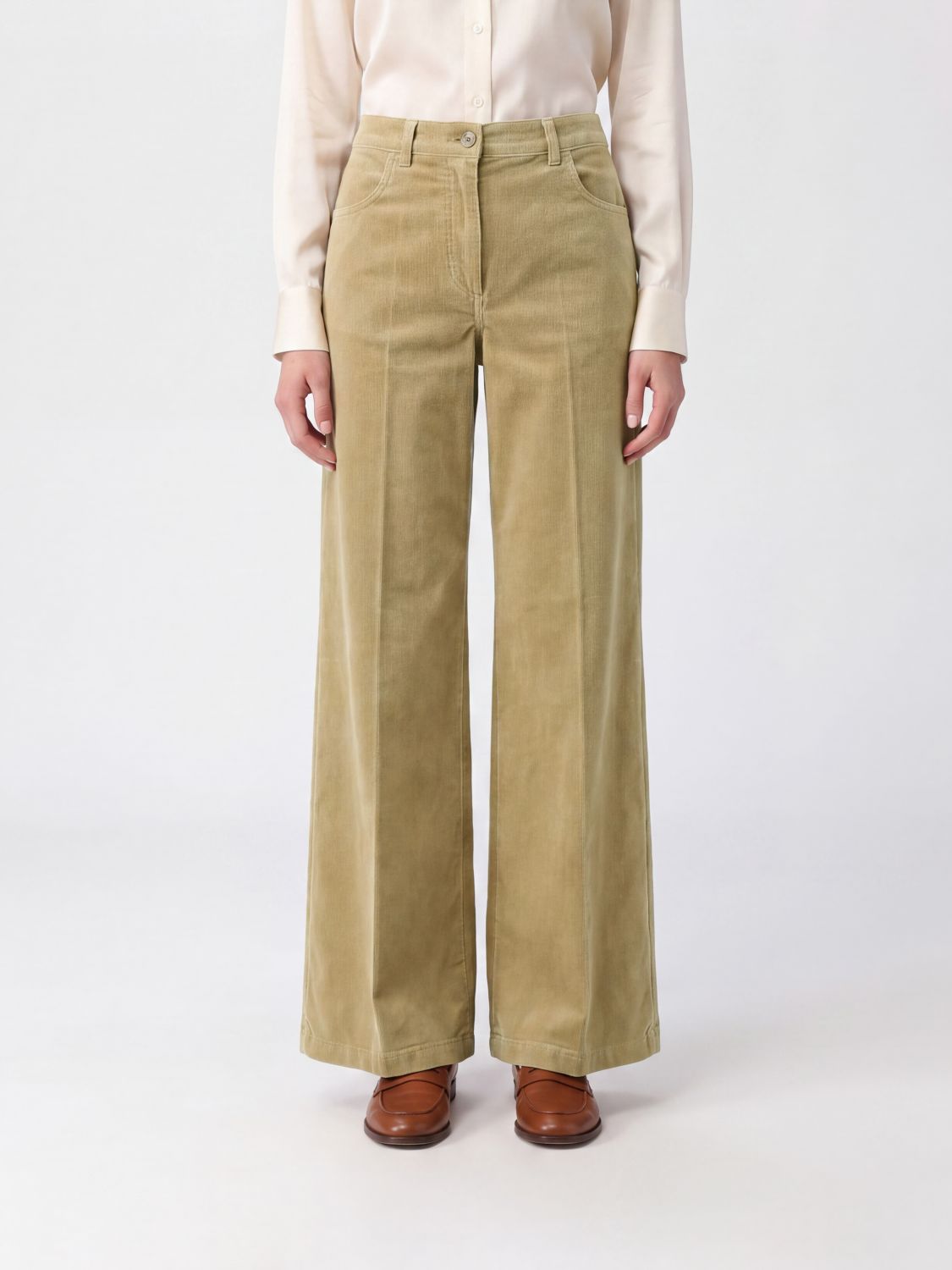 ASPESI Hoch taillierte Cordhose mit weitem Bein von aus Baumwolle